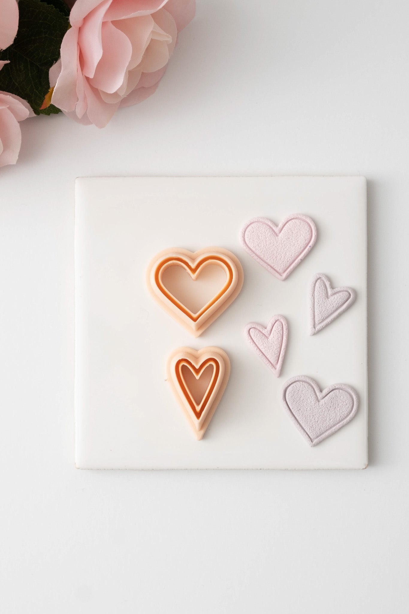 Heart Emboss Set No. 1 Clay Cutter | Embossed Heart Polymer Clay Cutter Set for DIY Earrings Valentine's Jewelry and Handmade Love-Themed Crafts