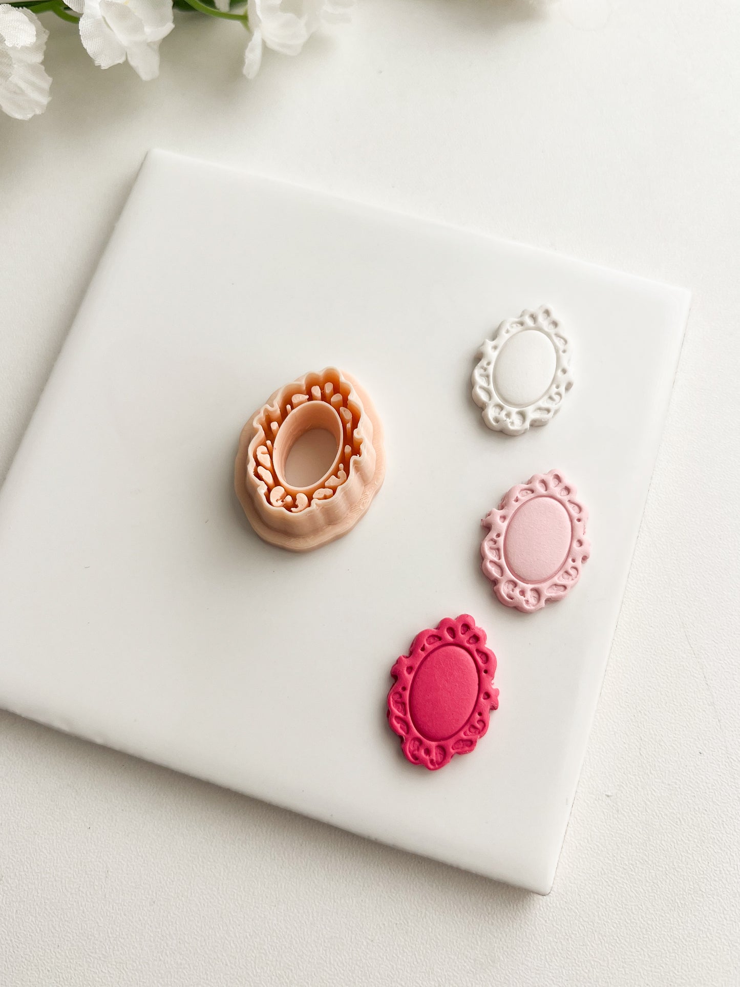 Elegant Embossed Mirror Clay Cutter | Elegant Embossed Mirror Polymer Clay Cutter for DIY Classic Earrings Chic Jewelry and Handmade Decorative Accessories