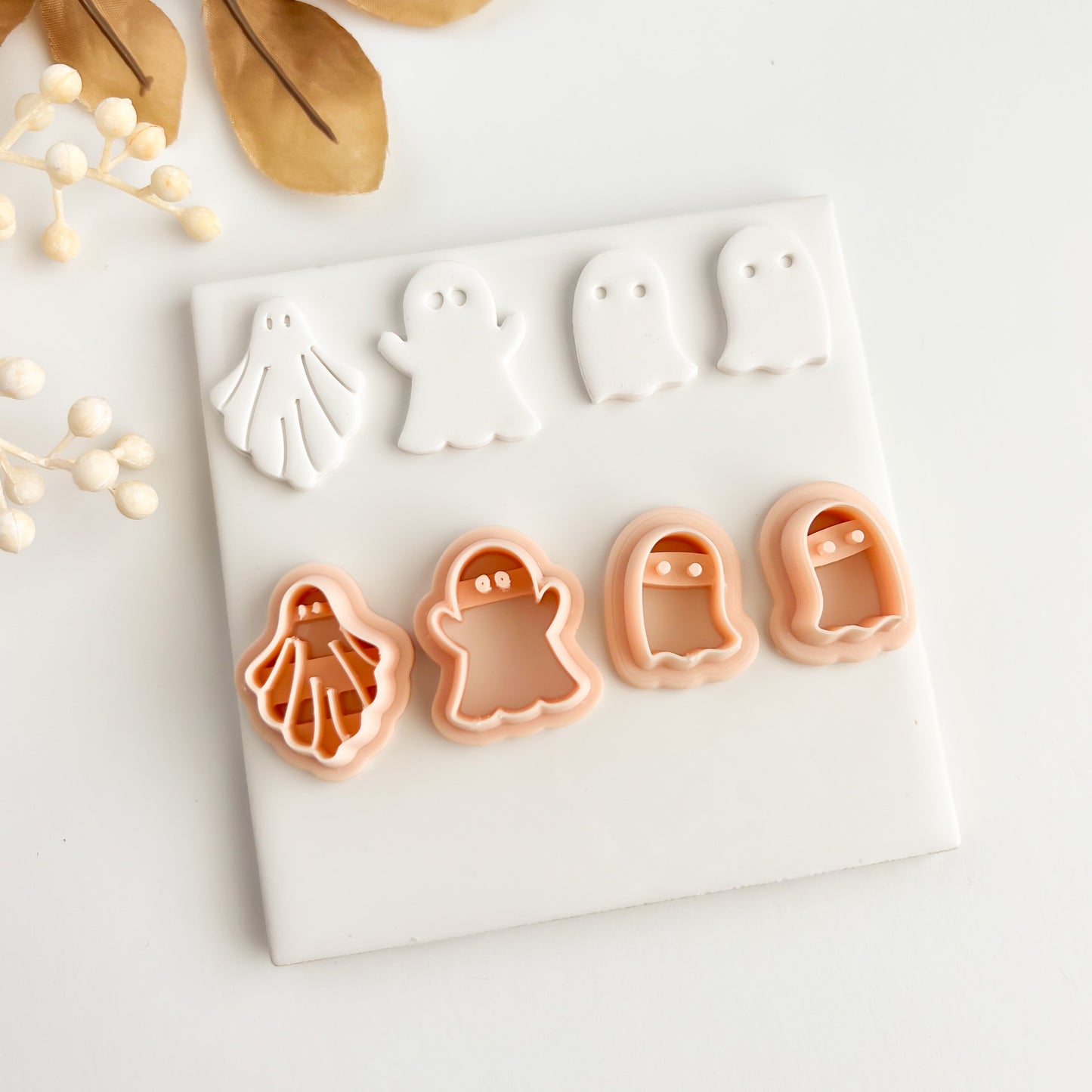 Ghost Set of 4 Clay Cutter | Halloween Ghost Polymer Clay Cutter Set for Spooky DIY Earrings Halloween Jewelry and Handmade Crafts