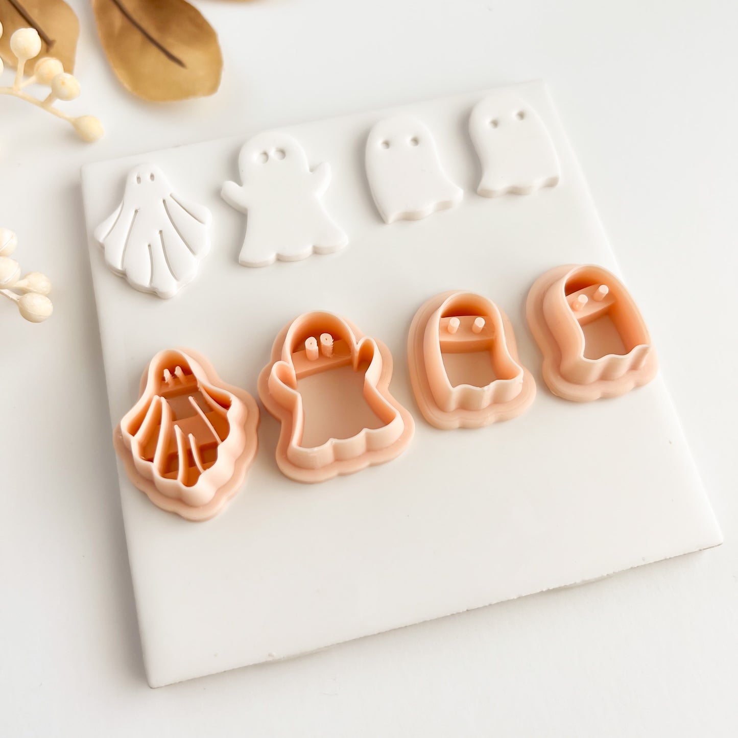 Ghost Set of 4 Clay Cutter | Halloween Ghost Polymer Clay Cutter Set for Spooky DIY Earrings Halloween Jewelry and Handmade Crafts
