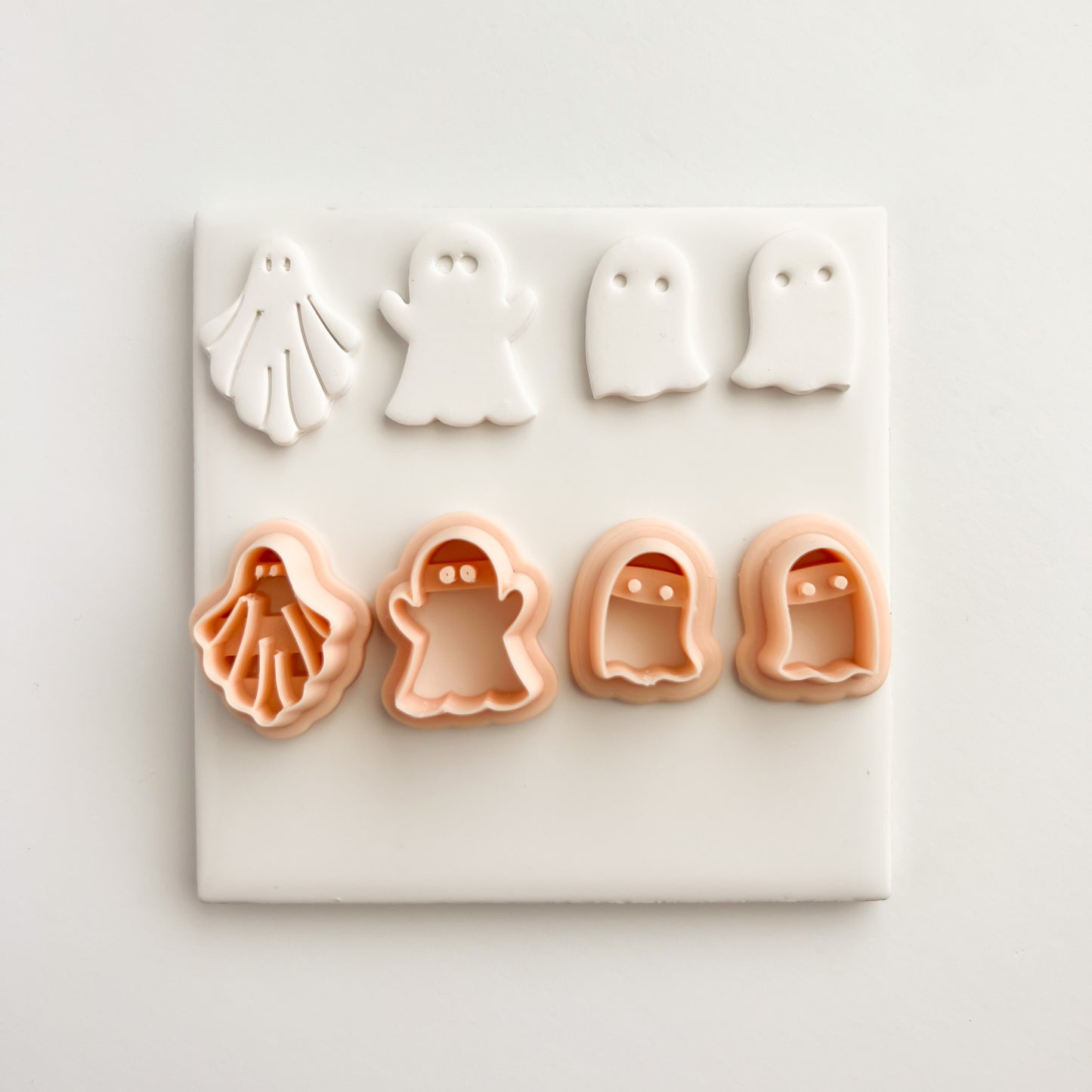 Ghost Set of 4 Clay Cutter | Halloween Ghost Polymer Clay Cutter Set for Spooky DIY Earrings Halloween Jewelry and Handmade Crafts