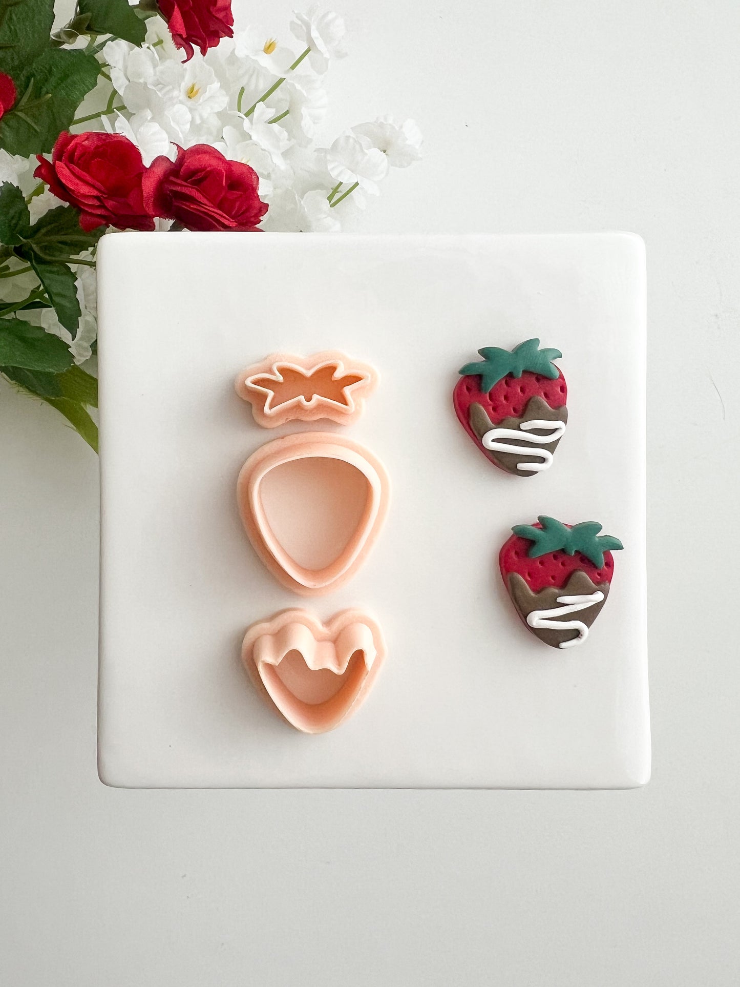 Chocolate Strawberry Clay Cutter | Chocolate Strawberry Polymer Clay Cutter for DIY Romantic Earrings Sweet-Themed Jewelry and Handmade Valentine Accessories