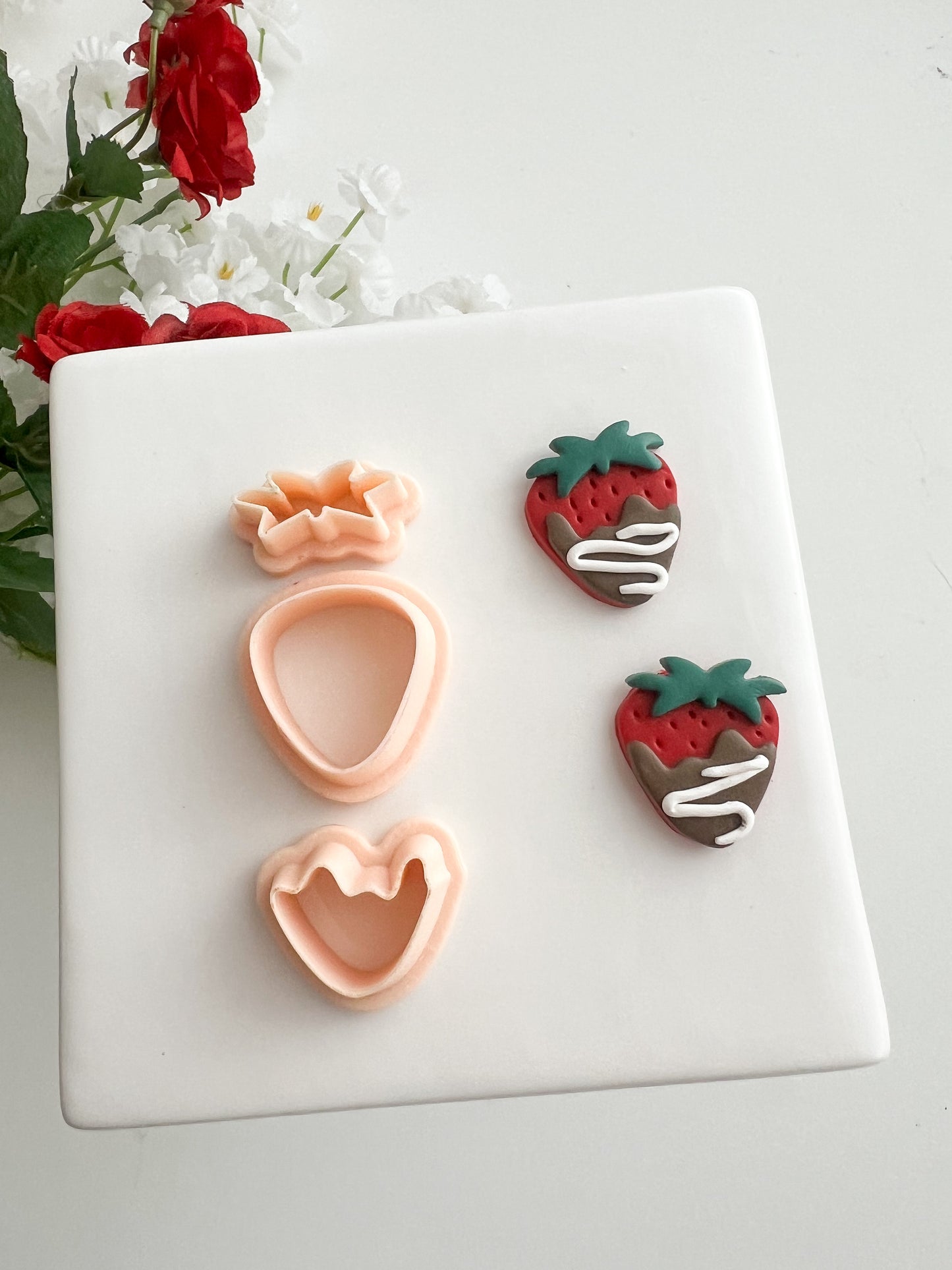 Chocolate Strawberry Clay Cutter | Chocolate Strawberry Polymer Clay Cutter for DIY Romantic Earrings Sweet-Themed Jewelry and Handmade Valentine Accessories