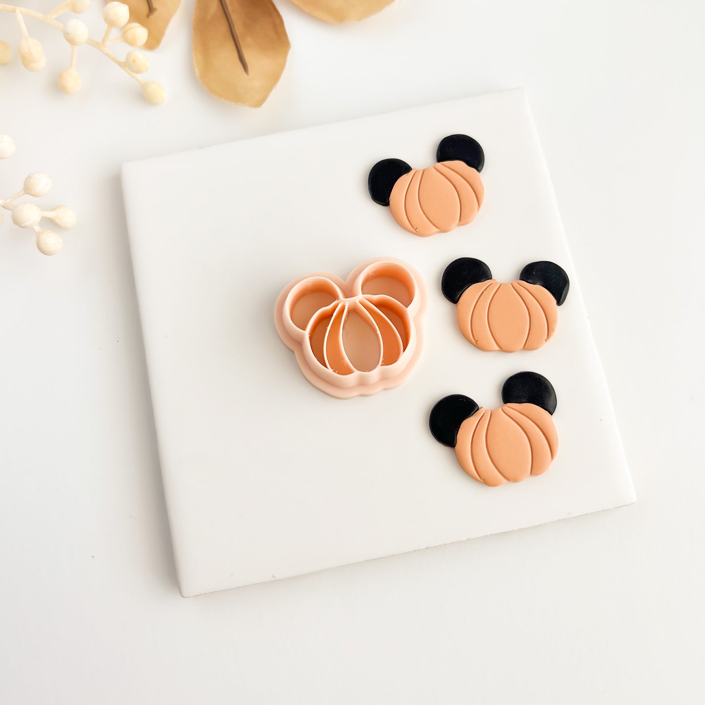 Mouse Pumpkin with Ears Clay Cutter | Halloween Mouse Pumpkin Polymer Clay Cutter for DIY Earrings and Gifts