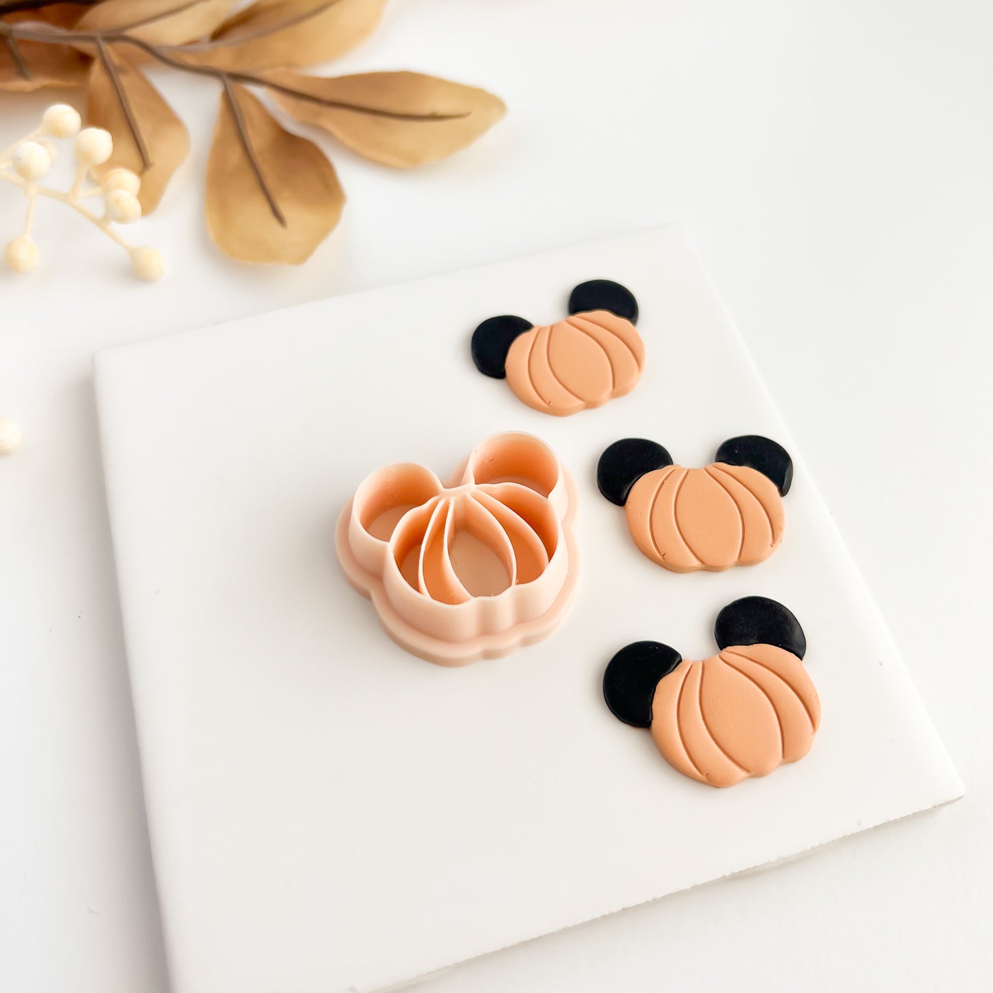 Mouse Pumpkin with Ears Clay Cutter | Halloween Mouse Pumpkin Polymer Clay Cutter for DIY Earrings and Gifts