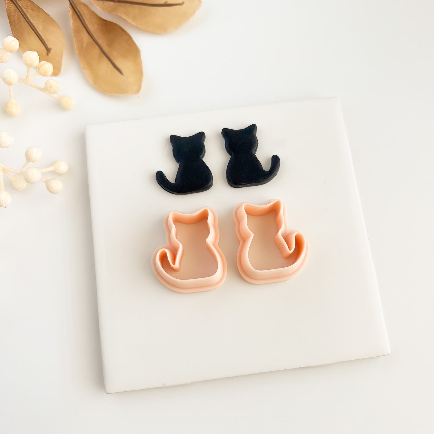 Mirrored Cat Clay Cutter | Cute Cat Polymer Clay Cutter for DIY Earrings Cat Lover Jewelry Handmade Crafting