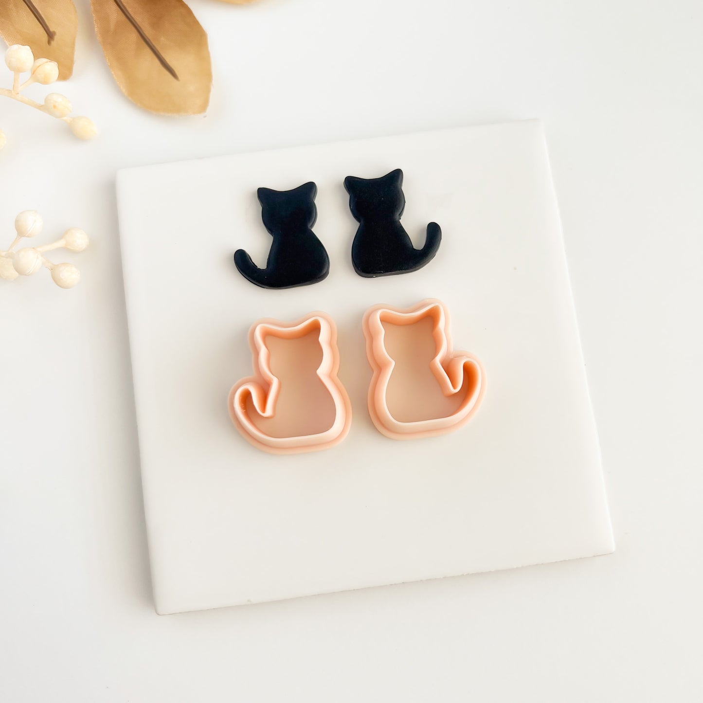 Mirrored Cat Clay Cutter | Cute Cat Polymer Clay Cutter for DIY Earrings Cat Lover Jewelry Handmade Crafting