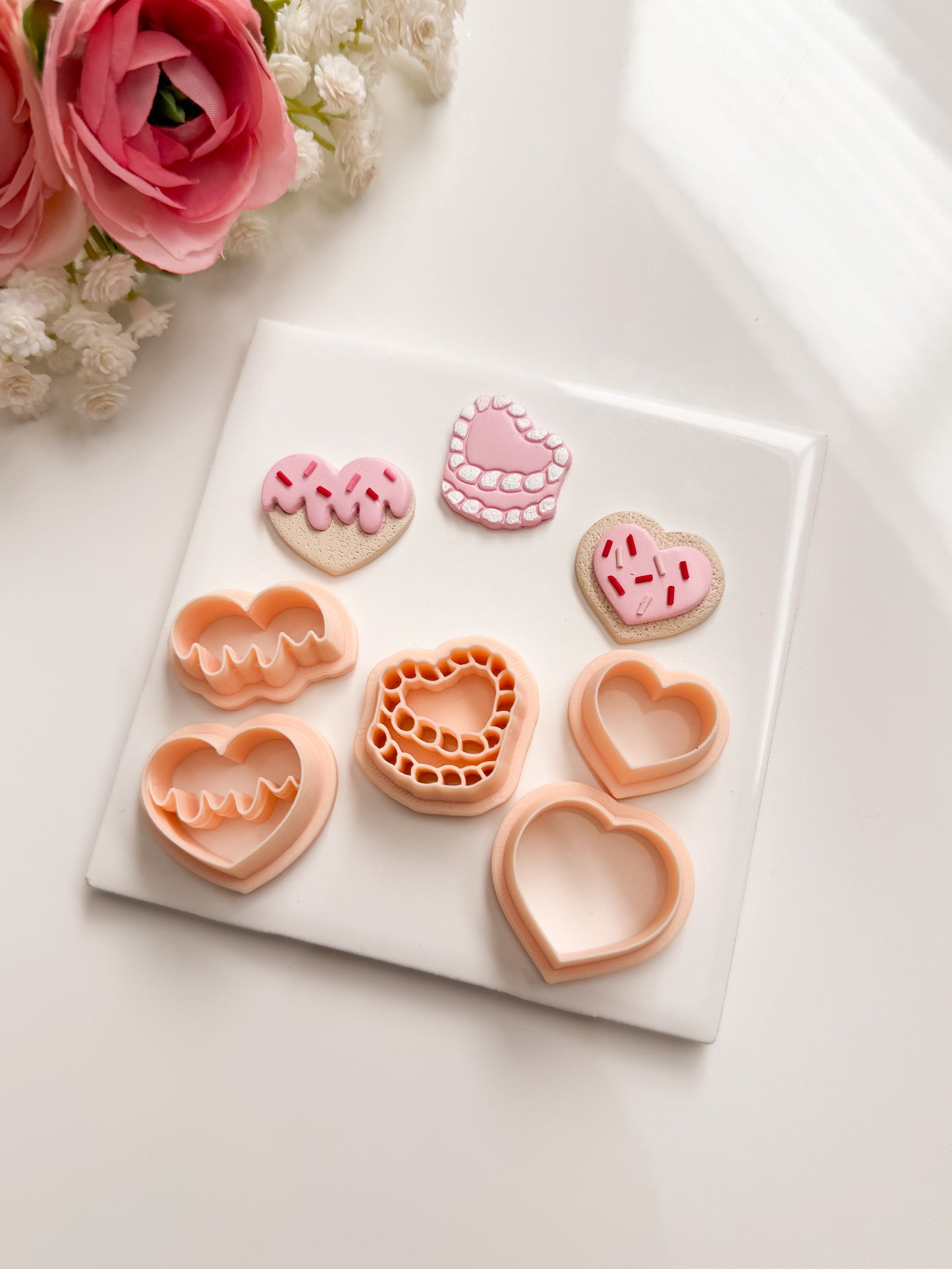 Valentine Baker's Trio Clay Cutter | Valentine Baker's Trio Polymer Clay Cutter for DIY Dessert Earrings Cute Baking-Themed Jewelry and Handmade Valentine's Accessories
