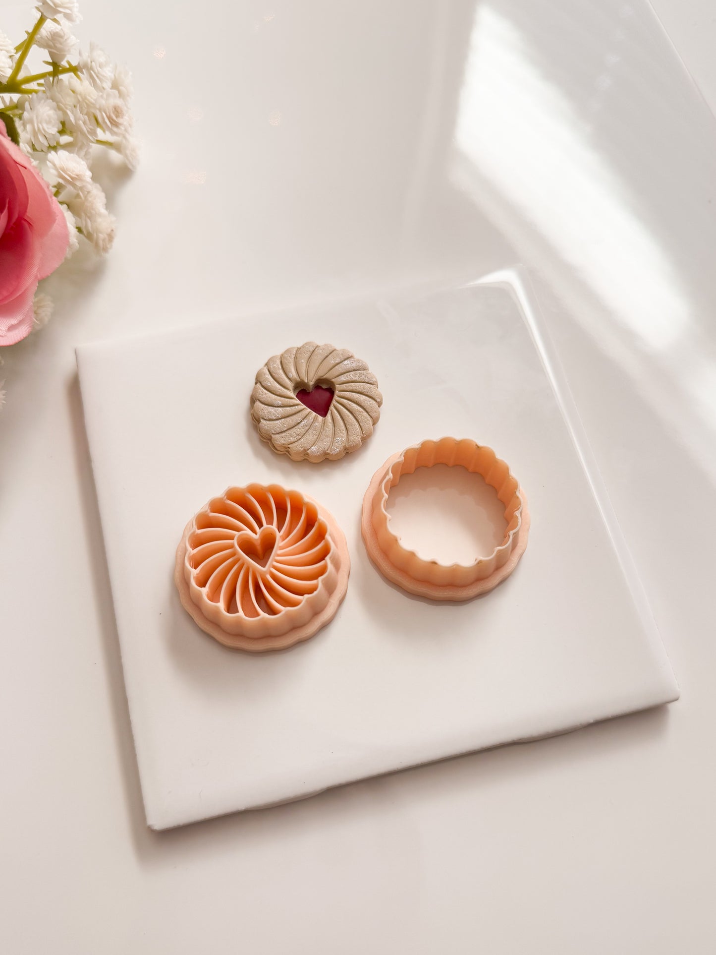 Heart Jam Biscuit Clay Cutter | Heart Jam Biscuit Polymer Clay Cutter for DIY Bakery Earrings Cookie-Themed Jewelry and Handmade Cute Accessories