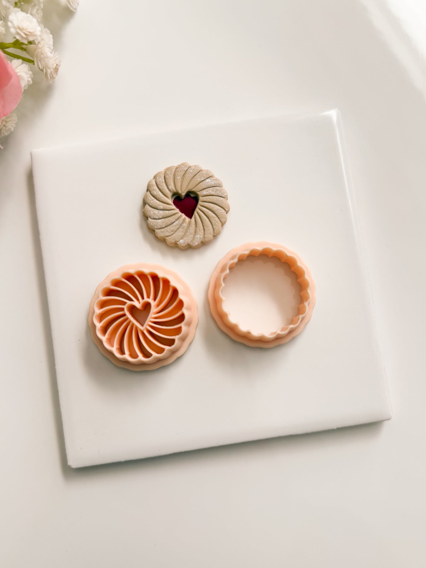 Heart Jam Biscuit Clay Cutter | Heart Jam Biscuit Polymer Clay Cutter for DIY Bakery Earrings Cookie-Themed Jewelry and Handmade Cute Accessories