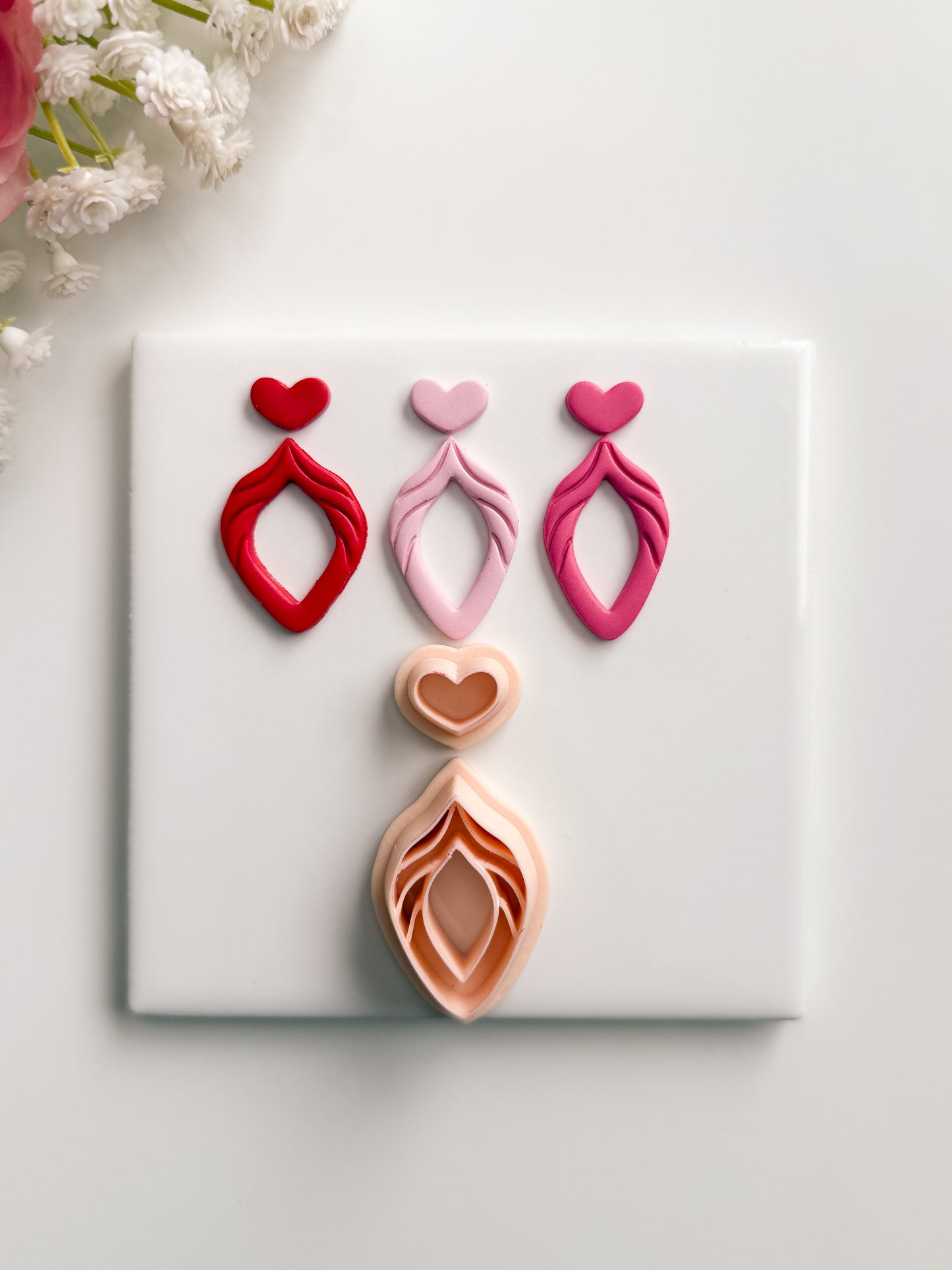 Heart Dangle No. 3 Clay Cutter | Heart Dangle No. 3 Polymer Clay Cutter for DIY Elegant Earrings Valentine Jewelry and Handmade Romantic Accessories