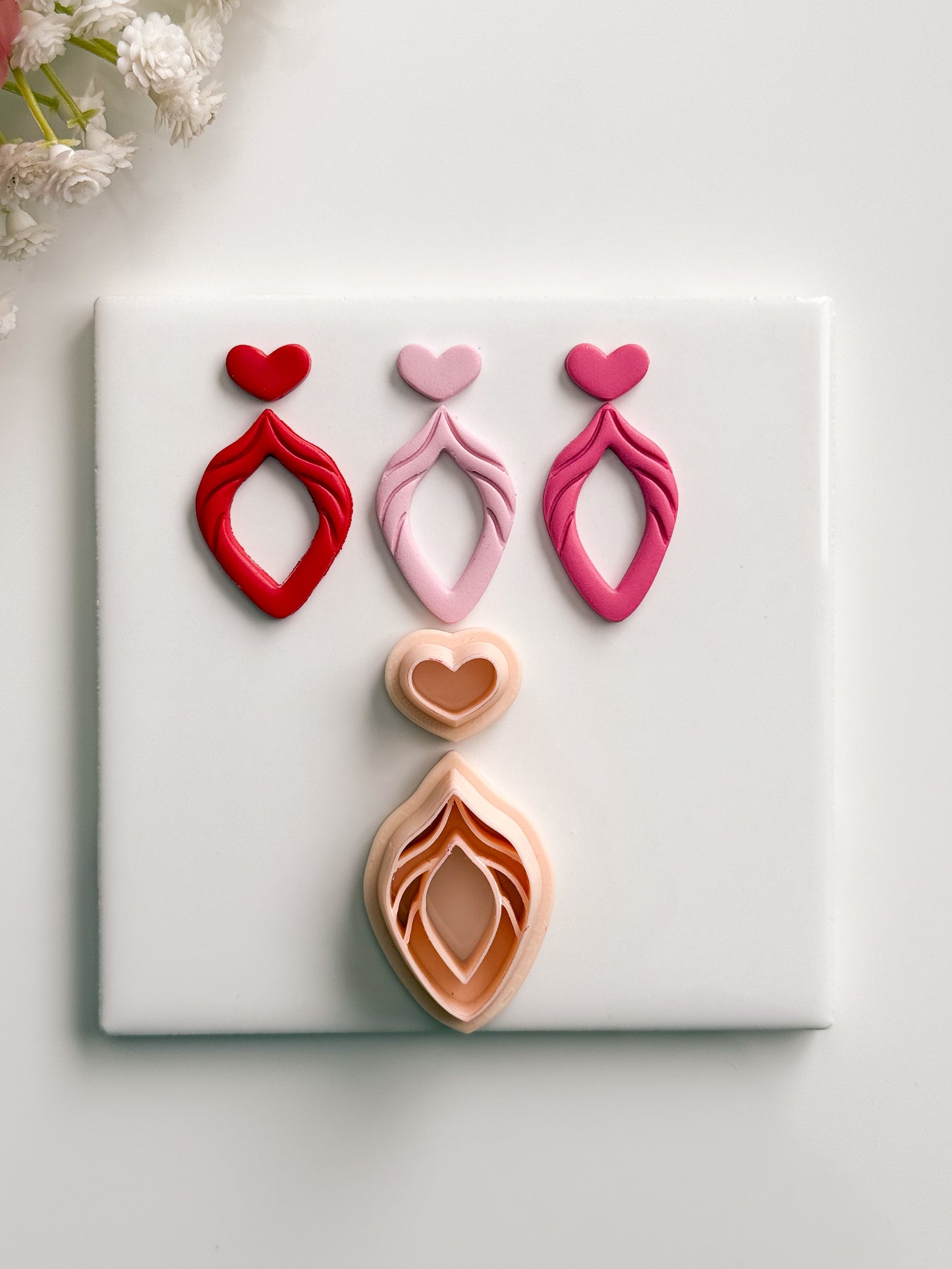 Heart Dangle No. 3 Clay Cutter | Heart Dangle No. 3 Polymer Clay Cutter for DIY Elegant Earrings Valentine Jewelry and Handmade Romantic Accessories