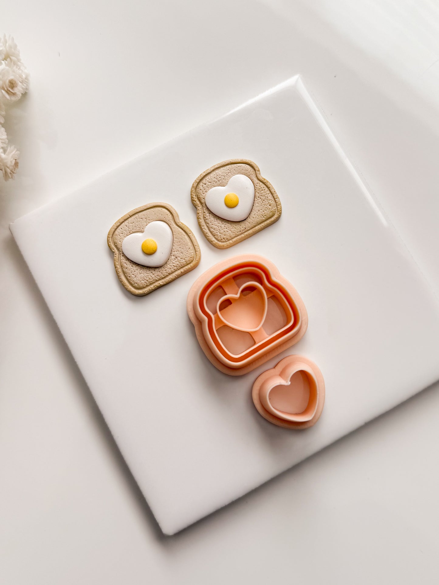 Heart Eggs and Toast Clay Cutter | Heart Eggs and Toast Polymer Clay Cutter for DIY Brunch Earrings Cute Food Jewelry and Handmade Breakfast Accessories