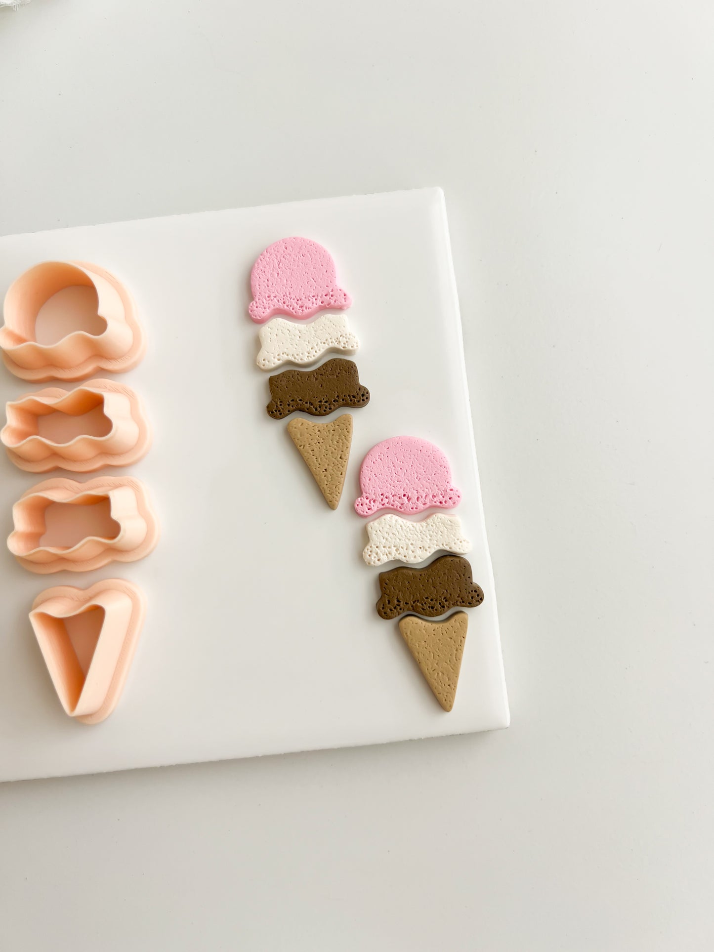 Ice Cream 4 Part Clay Cutter | Ice Cream 4 Part Polymer Clay Cutter for DIY Ice Cream Cone Earrings Summer Jewelry and Handmade Food Accessories