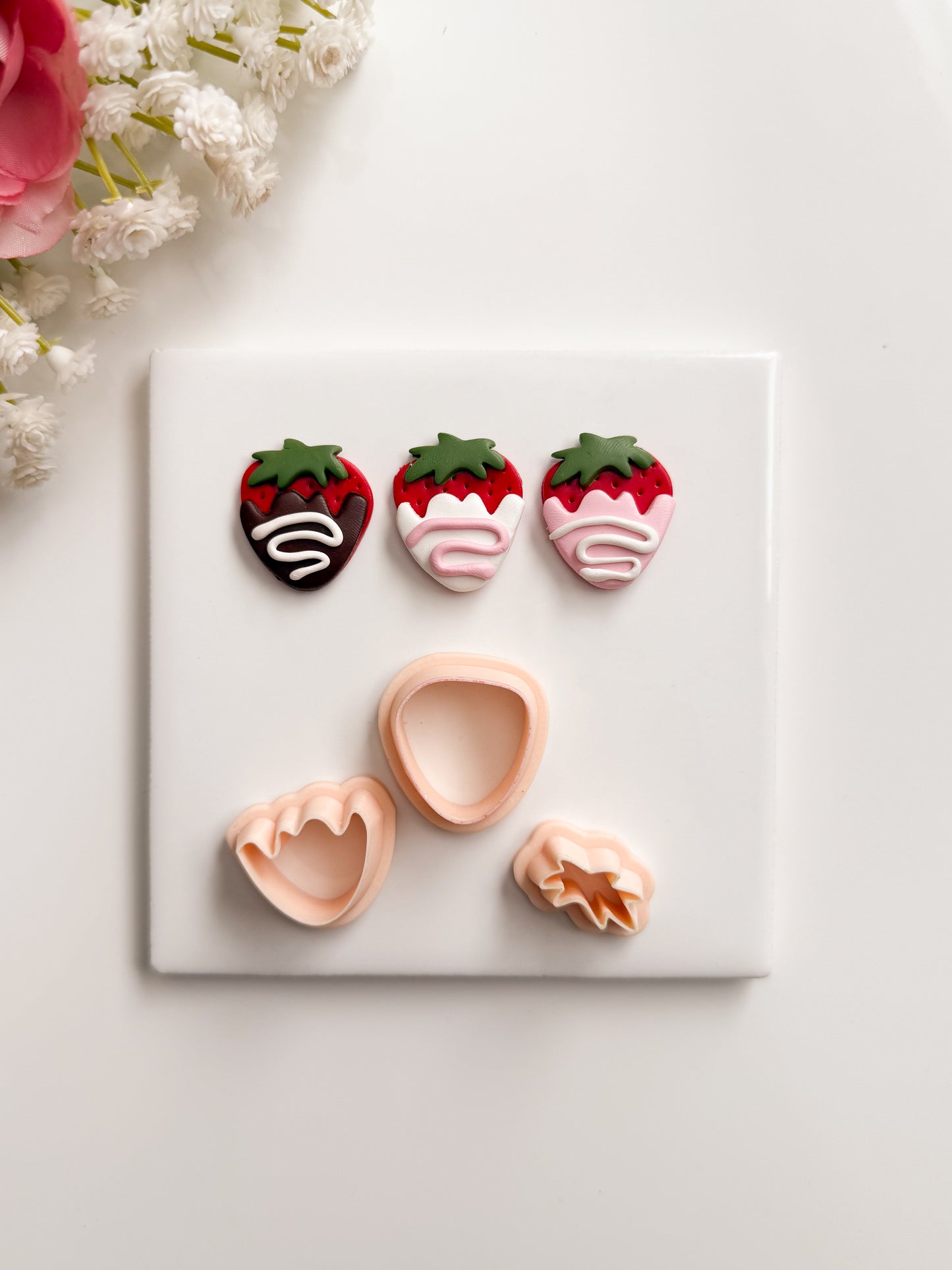 Chocolate Strawberry No. 3 Clay Cutter | Chocolate Strawberry No. 3 Polymer Clay Cutter for DIY Valentine Earrings Dessert-Themed Jewelry and Handmade Cute Accessories