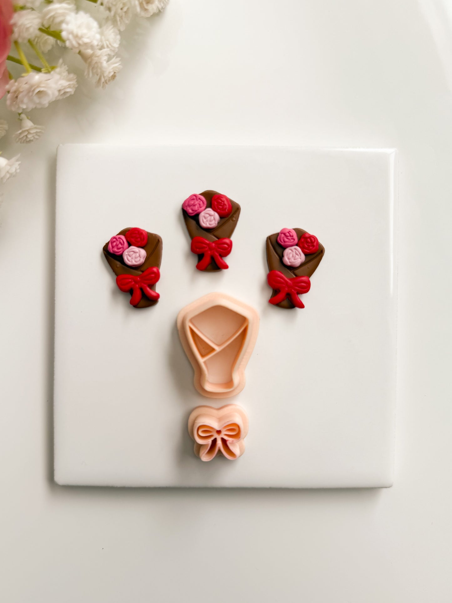 Rose Bouquet No. 1 Clay Cutter | Rose Bouquet No. 1 Polymer Clay Cutter for DIY Wedding Earrings Floral Jewelry and Handmade Romantic Accessories