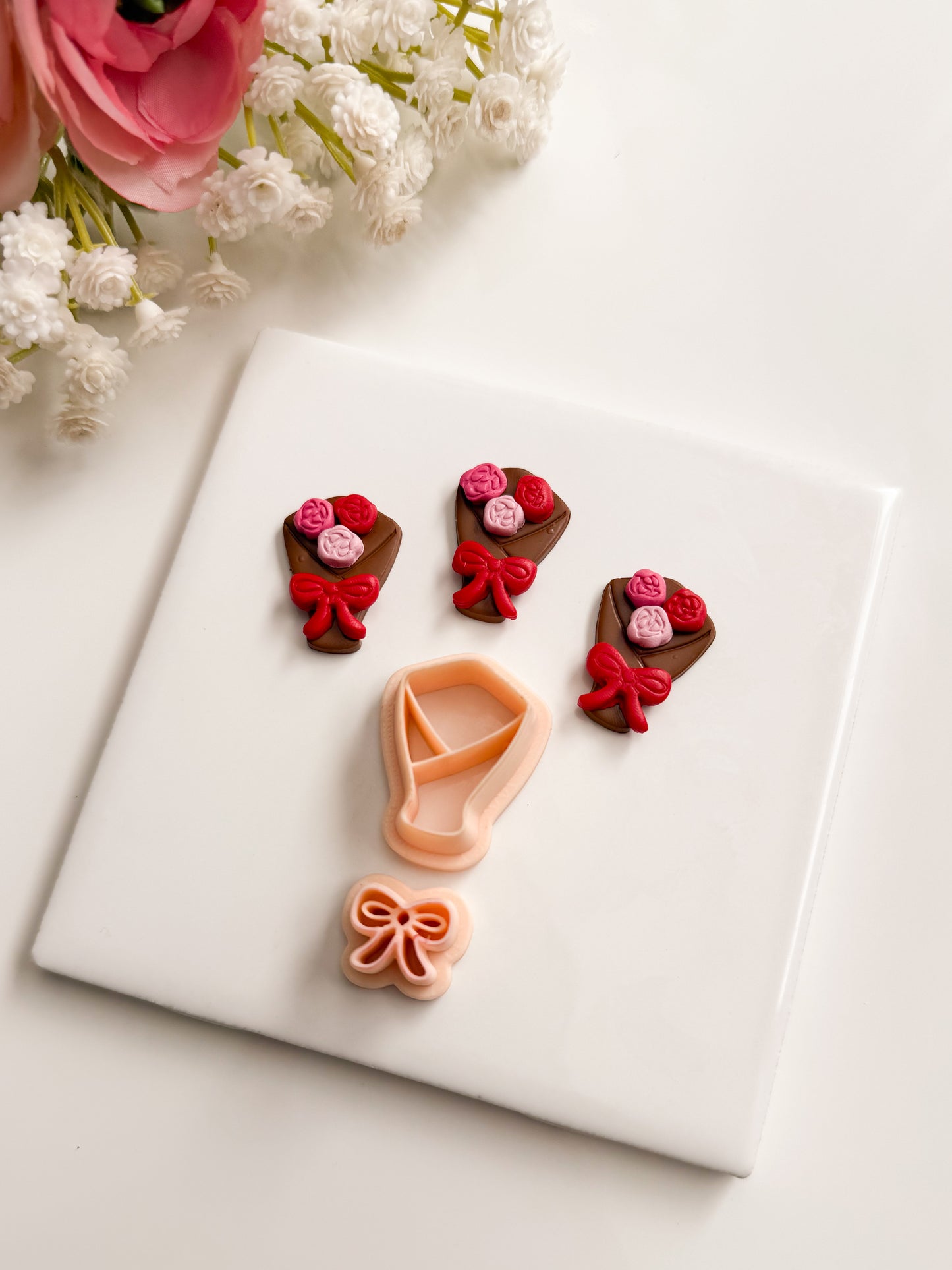 Rose Bouquet No. 1 Clay Cutter | Rose Bouquet No. 1 Polymer Clay Cutter for DIY Wedding Earrings Floral Jewelry and Handmade Romantic Accessories