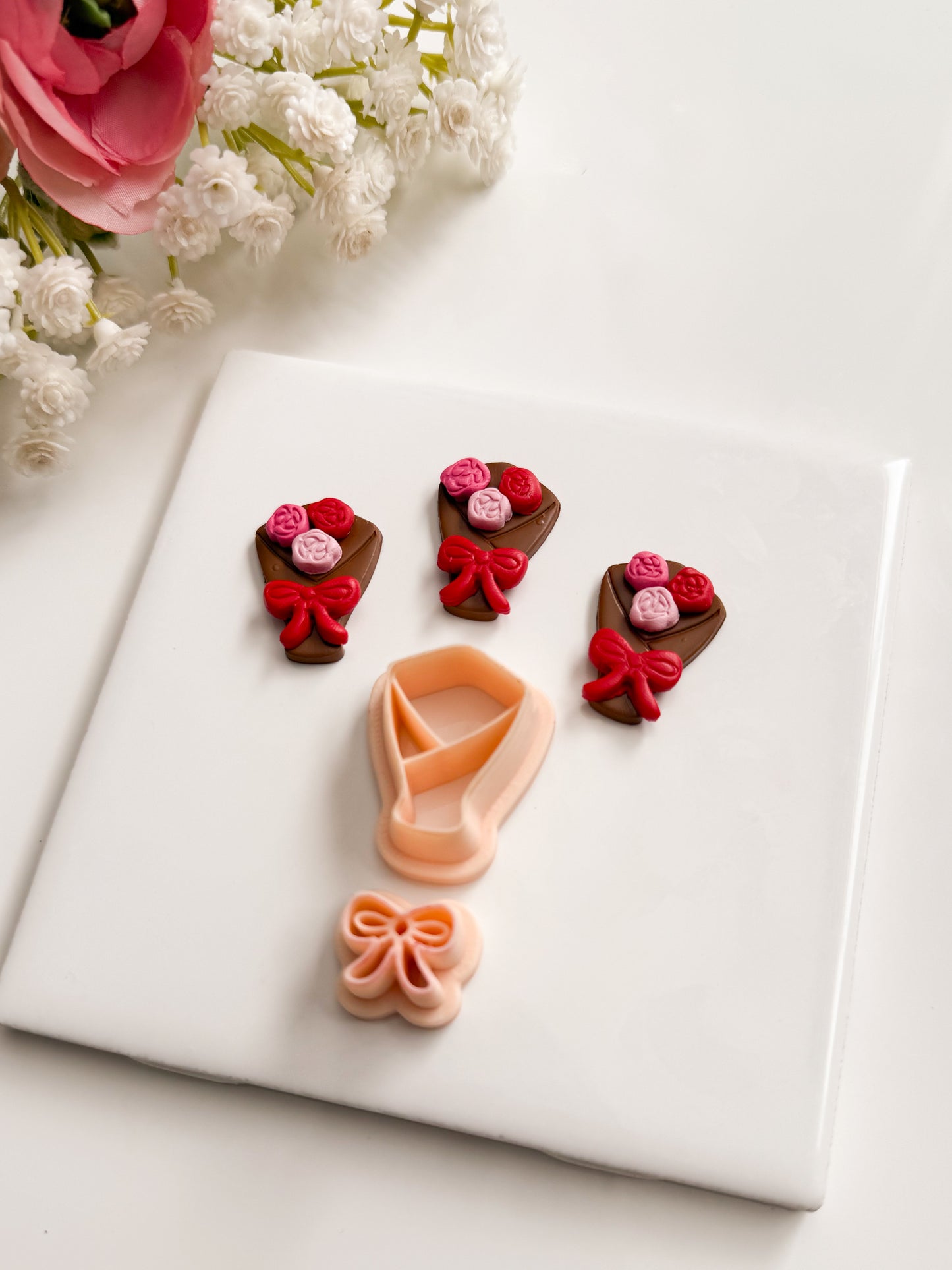 Rose Bouquet No. 1 Clay Cutter | Rose Bouquet No. 1 Polymer Clay Cutter for DIY Wedding Earrings Floral Jewelry and Handmade Romantic Accessories