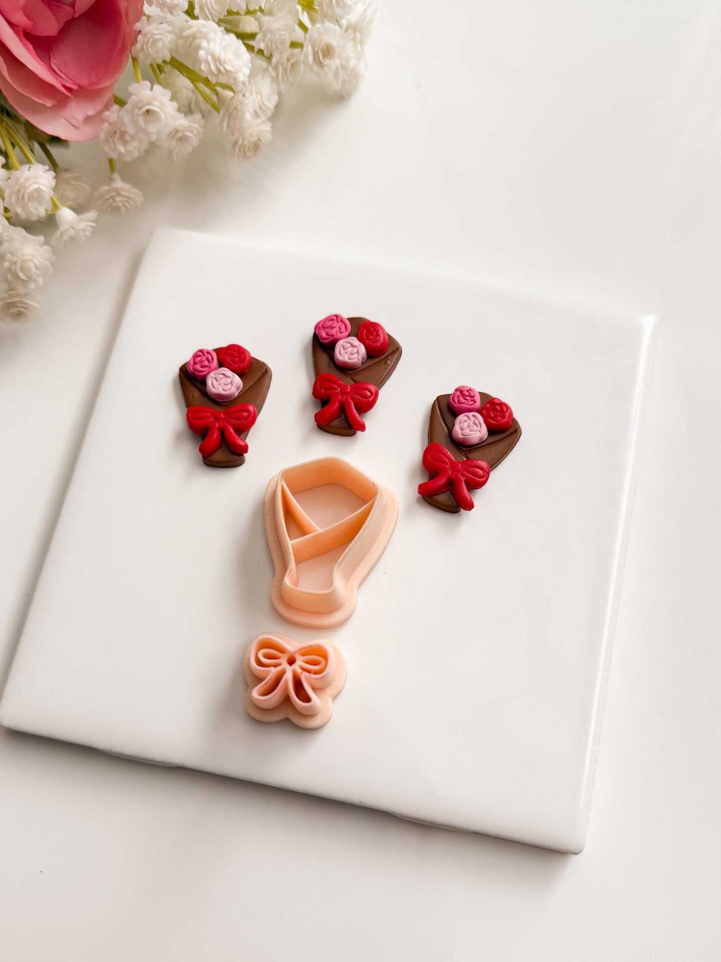 Rose Bouquet No. 1 Clay Cutter | Rose Bouquet No. 1 Polymer Clay Cutter for DIY Wedding Earrings Floral Jewelry and Handmade Romantic Accessories