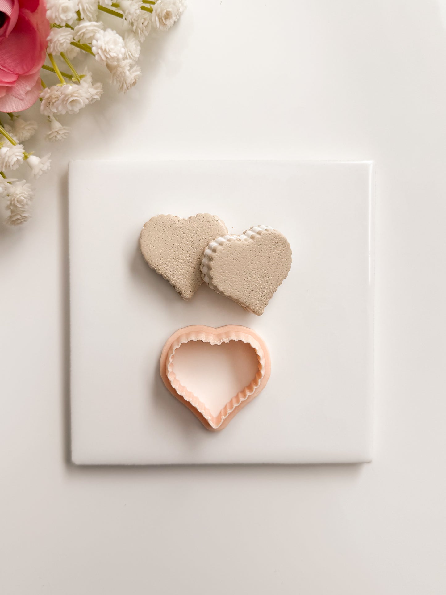Scalloped Sugar Heart Cookie Clay Cutter | Scalloped Sugar Heart Cookie Polymer Clay Cutter for DIY Sweet Earrings Bakery Jewelry and Handmade Valentine's Accessories