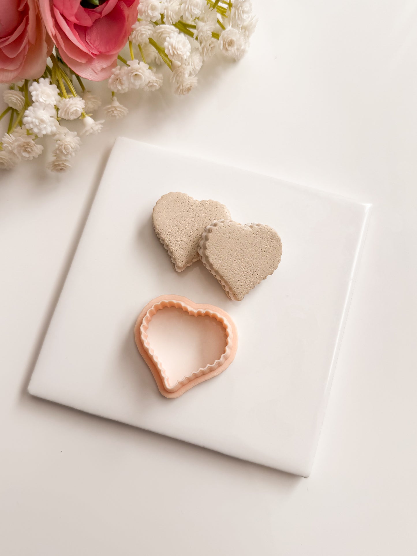 Scalloped Sugar Heart Cookie Clay Cutter | Scalloped Sugar Heart Cookie Polymer Clay Cutter for DIY Sweet Earrings Bakery Jewelry and Handmade Valentine's Accessories