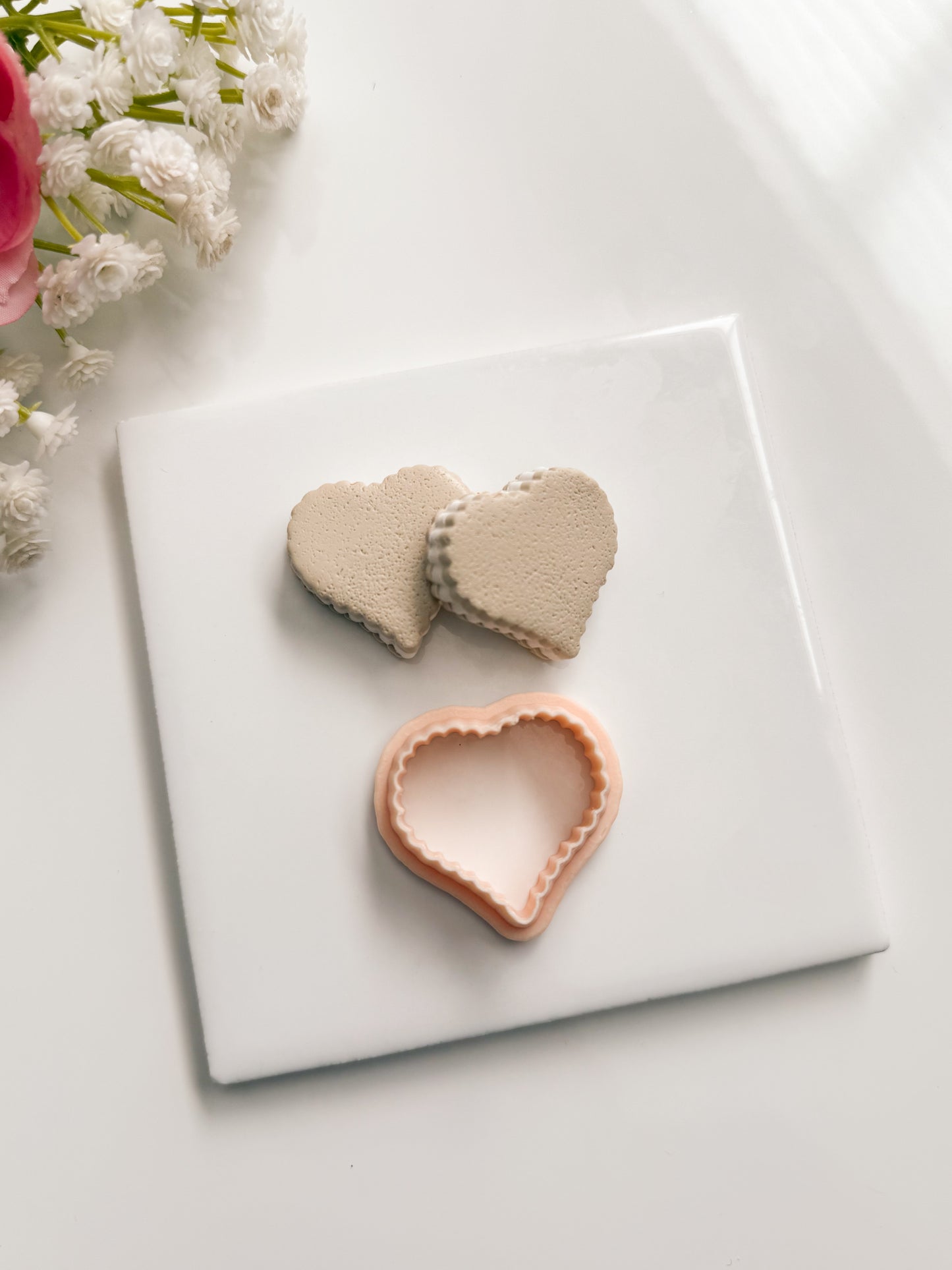Scalloped Sugar Heart Cookie Clay Cutter | Scalloped Sugar Heart Cookie Polymer Clay Cutter for DIY Sweet Earrings Bakery Jewelry and Handmade Valentine's Accessories