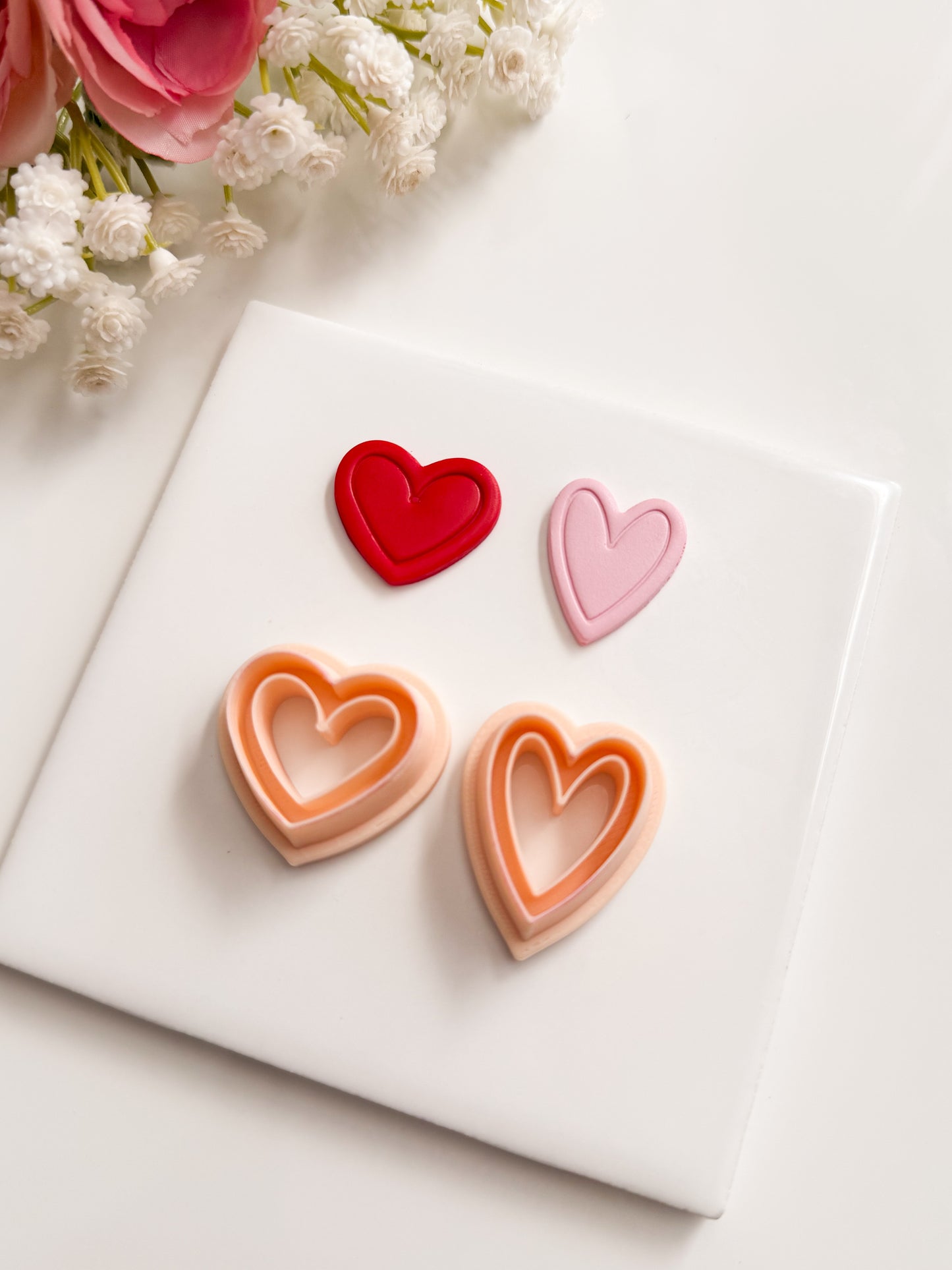 Embossed Heart Set No. 2 Clay Shape | Embossed Heart Set No. 2 Polymer Clay Cutter for DIY Valentine Earrings Love-Themed Jewelry and Handmade Romantic Accessories