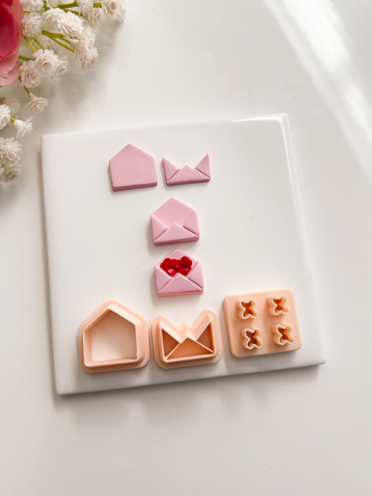 Valentine Flower Letter Clay Cutter | Valentine Flower Letter Polymer Clay Cutter for DIY Floral Earrings Romantic Jewelry and Handmade Valentine's Day Accessories