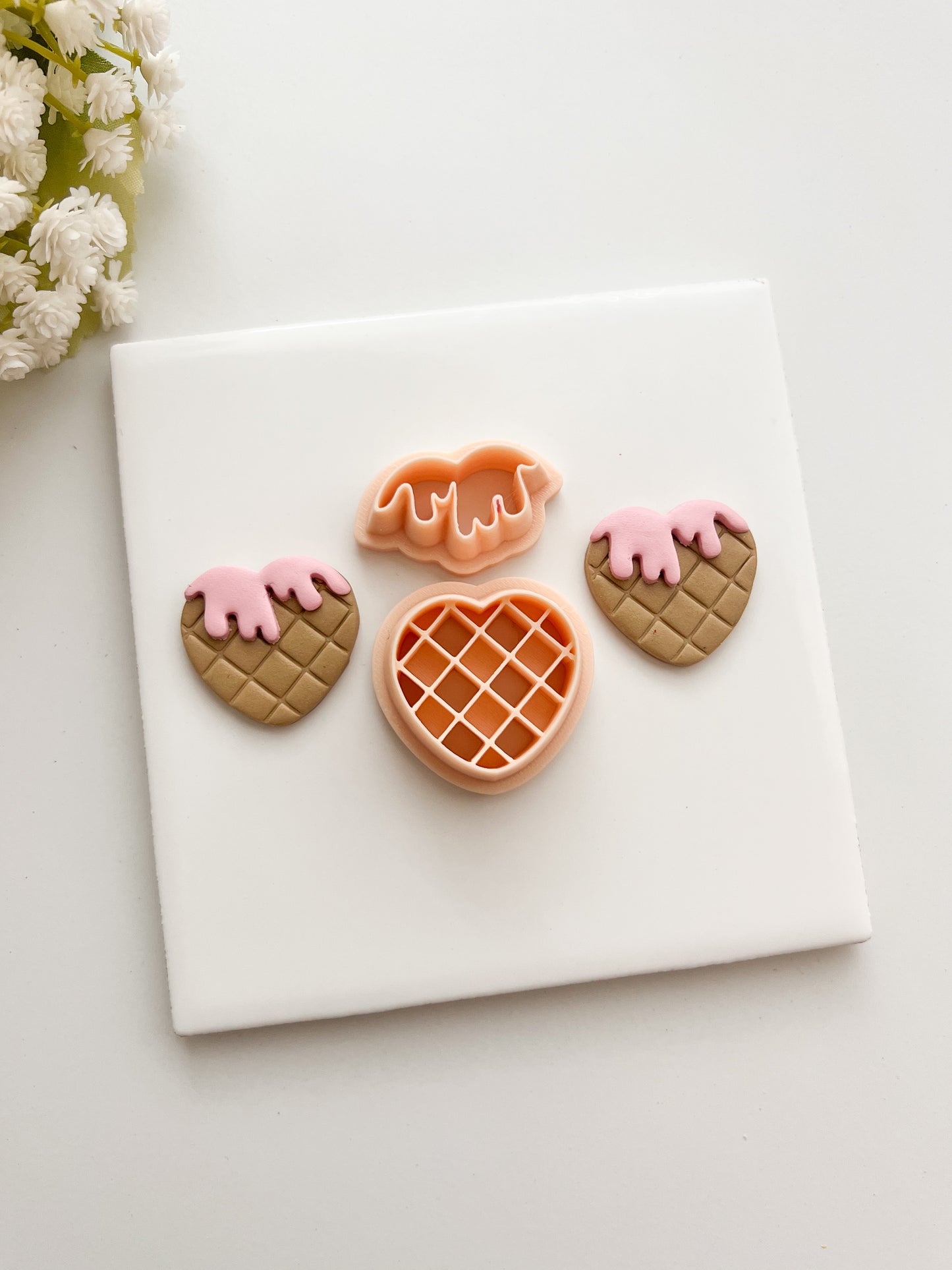 Waffle Heart Clay Cutter | Waffle Heart Polymer Clay Cutter for DIY Breakfast Earrings Food Jewelry and Handmade Cute Accessories
