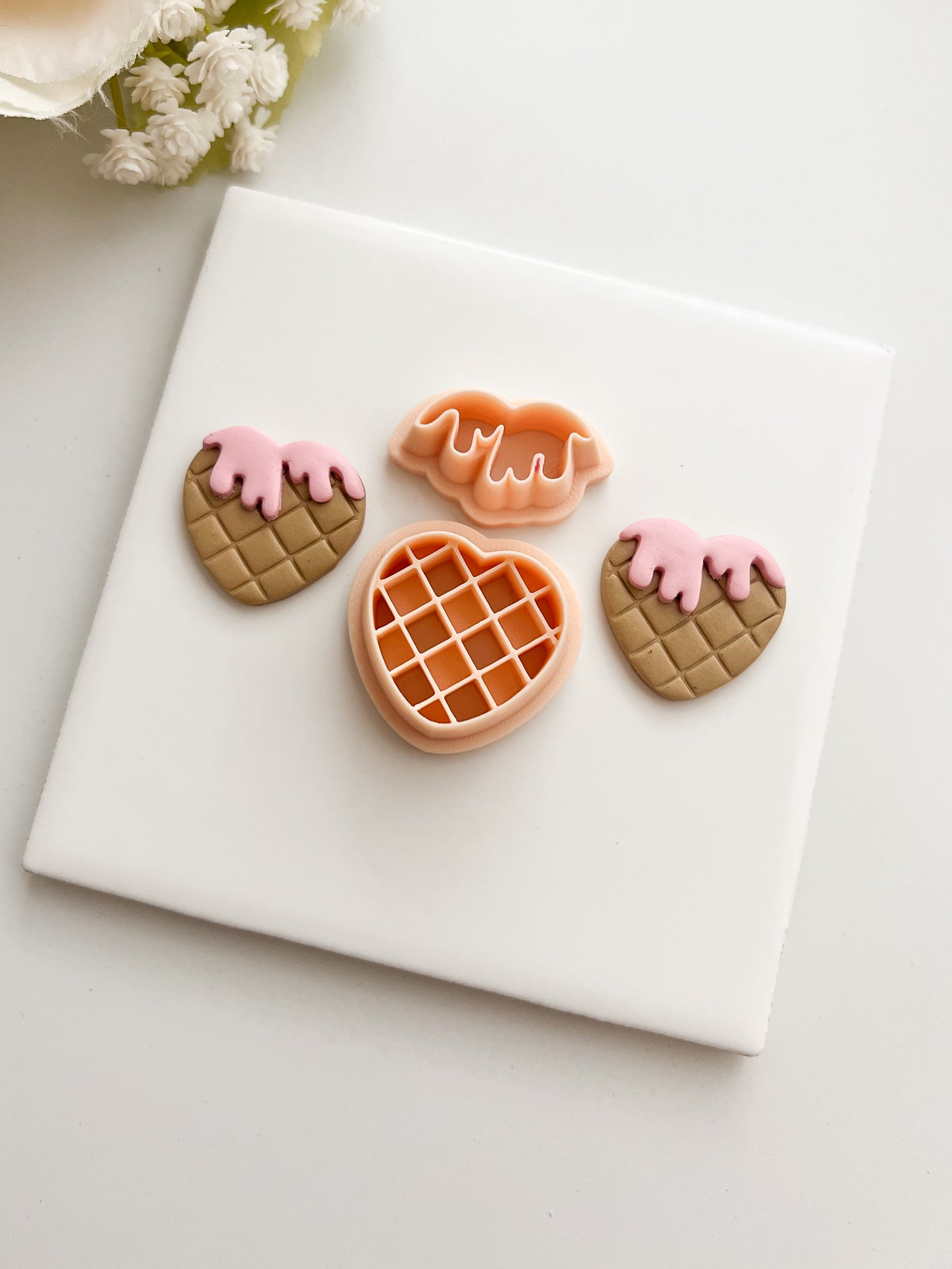 Waffle Heart Clay Cutter | Waffle Heart Polymer Clay Cutter for DIY Breakfast Earrings Food Jewelry and Handmade Cute Accessories