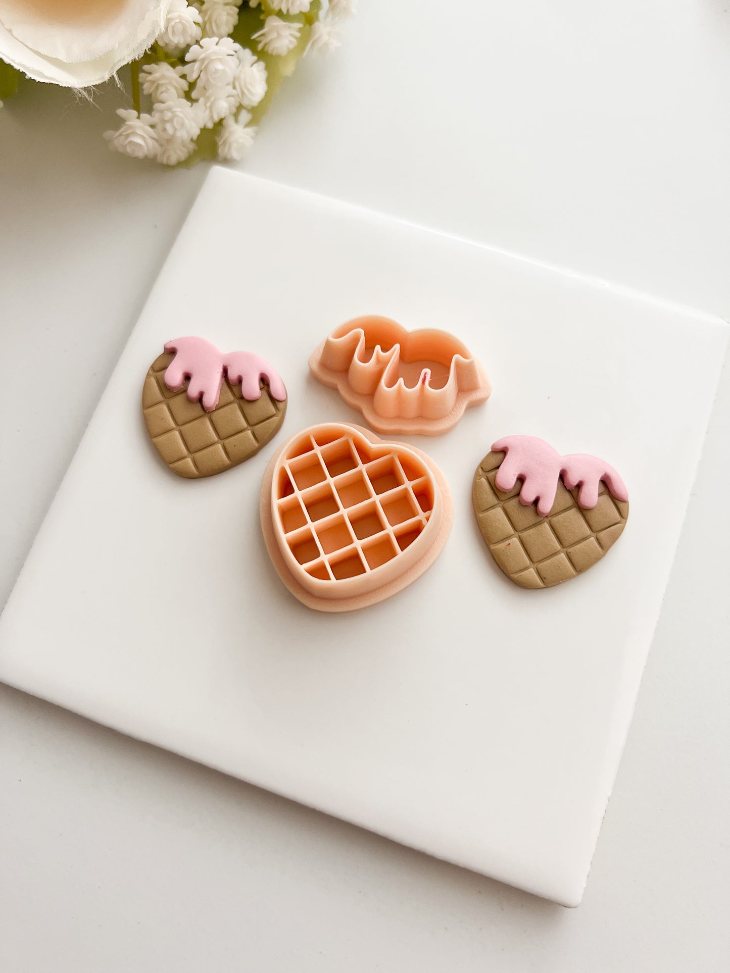 Waffle Heart Clay Cutter | Waffle Heart Polymer Clay Cutter for DIY Breakfast Earrings Food Jewelry and Handmade Cute Accessories