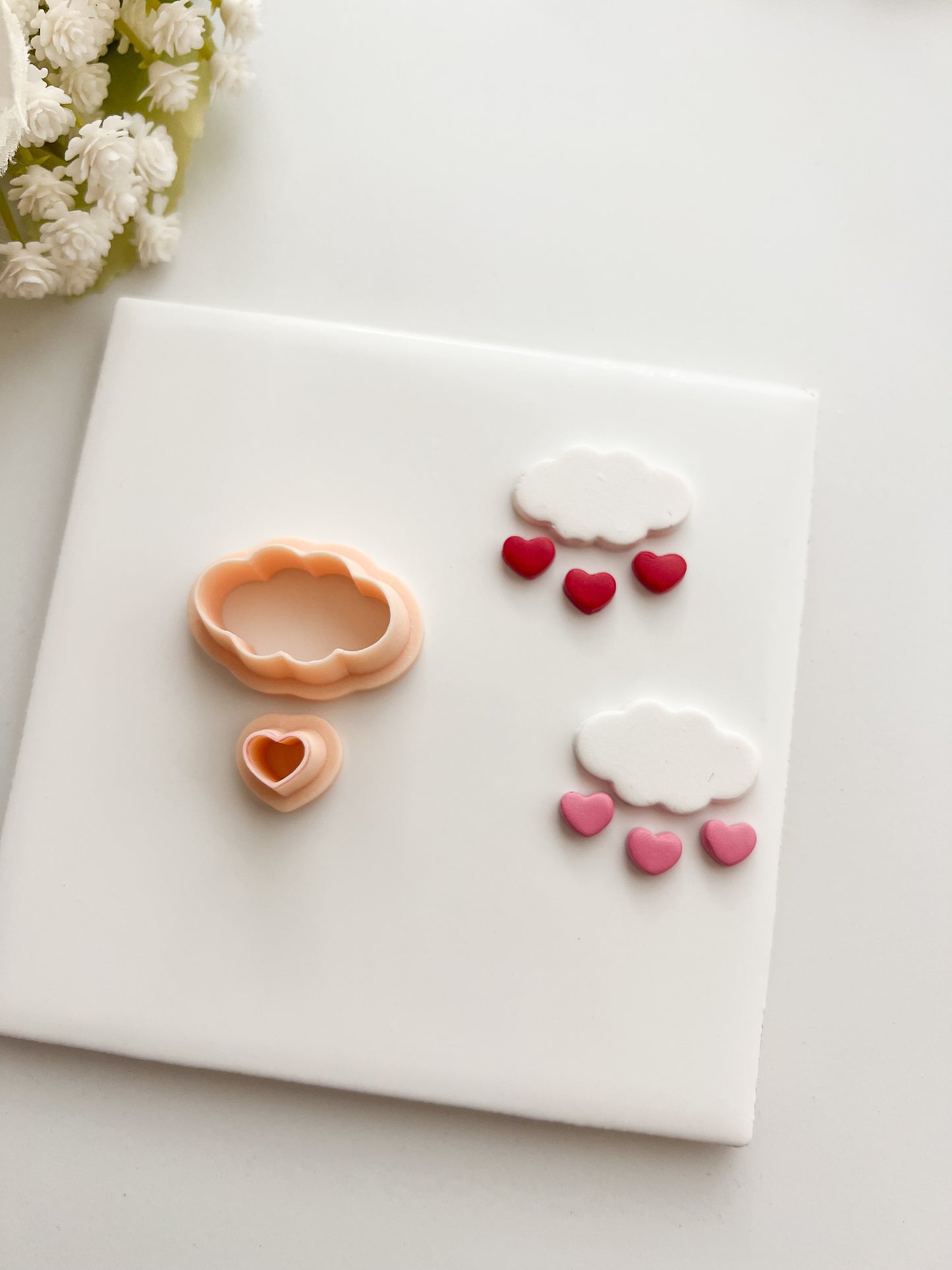 Cloud with Dangling Hearts Clay Cutter | Cloud with Dangling Hearts Polymer Clay Cutter for DIY Cute Earrings Whimsical-Themed Jewelry and Handmade Fun Accessories