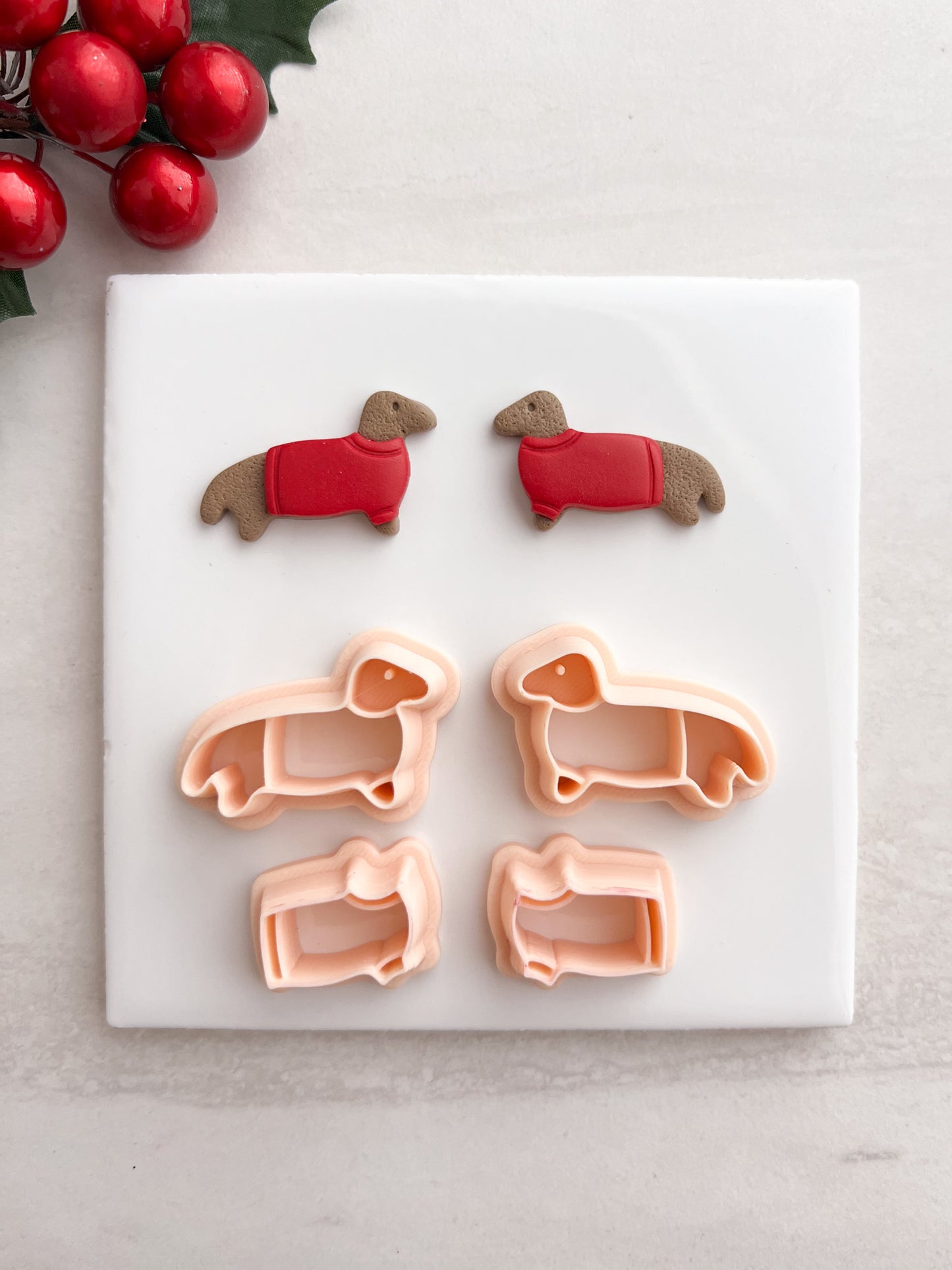 Christmas Puppy Clay Cutter | Christmas Puppy Polymer Clay Cutter for DIY Cute Earrings Holiday-Themed Jewelry and Handmade Pet Accessories