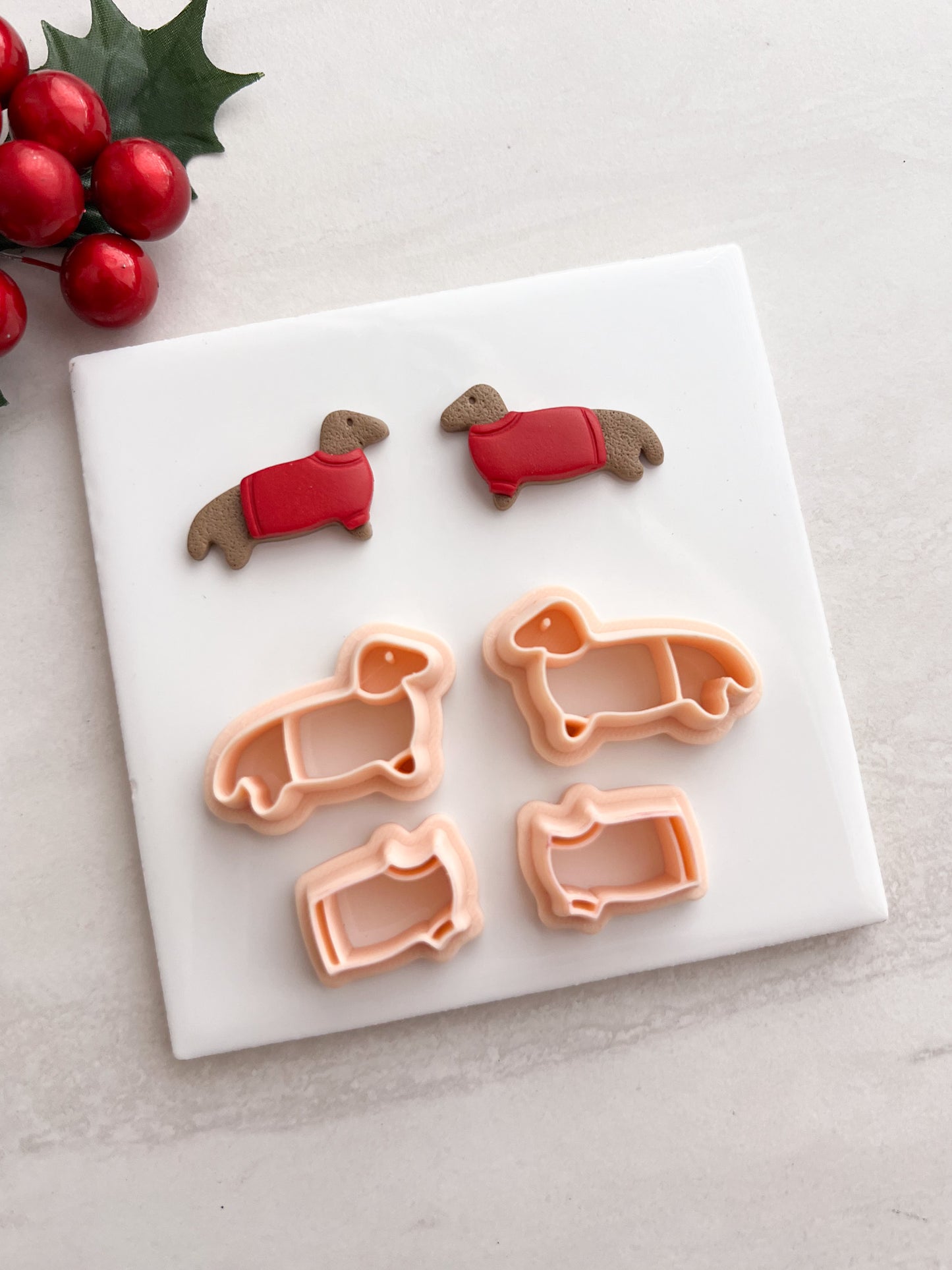 Christmas Puppy Clay Cutter | Christmas Puppy Polymer Clay Cutter for DIY Cute Earrings Holiday-Themed Jewelry and Handmade Pet Accessories