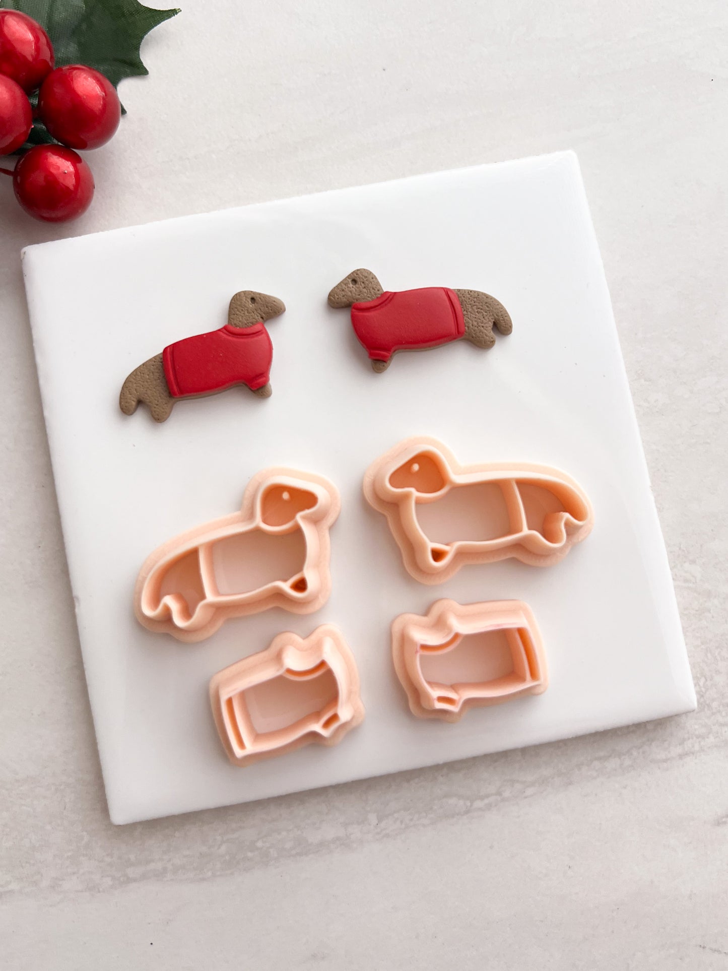 Christmas Puppy Clay Cutter | Christmas Puppy Polymer Clay Cutter for DIY Cute Earrings Holiday-Themed Jewelry and Handmade Pet Accessories