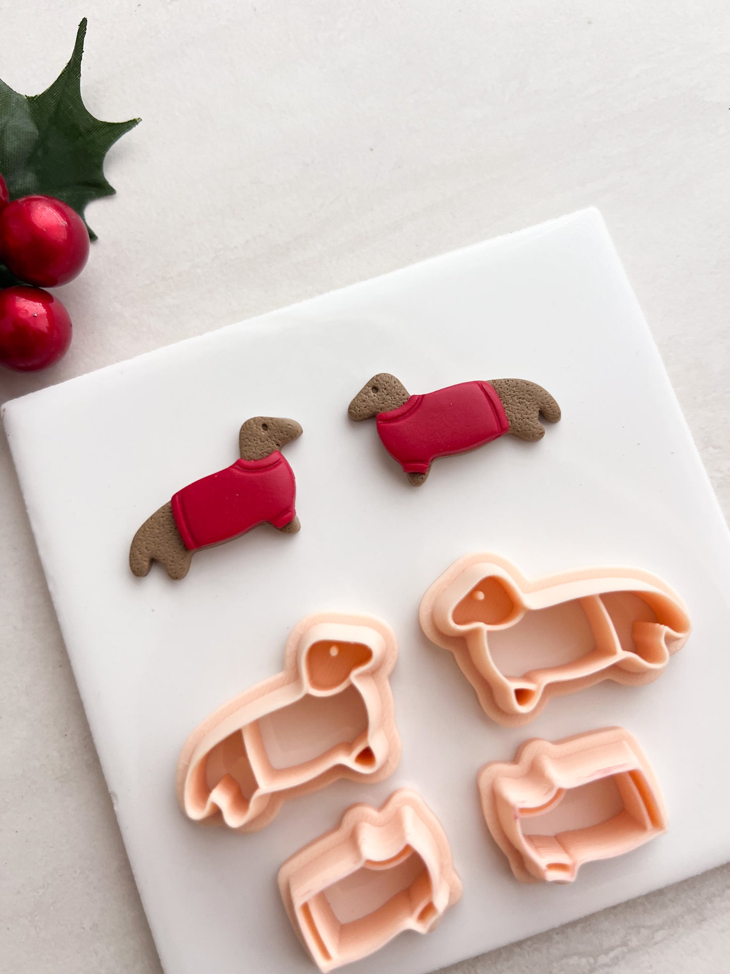 Christmas Puppy Clay Cutter | Christmas Puppy Polymer Clay Cutter for DIY Cute Earrings Holiday-Themed Jewelry and Handmade Pet Accessories
