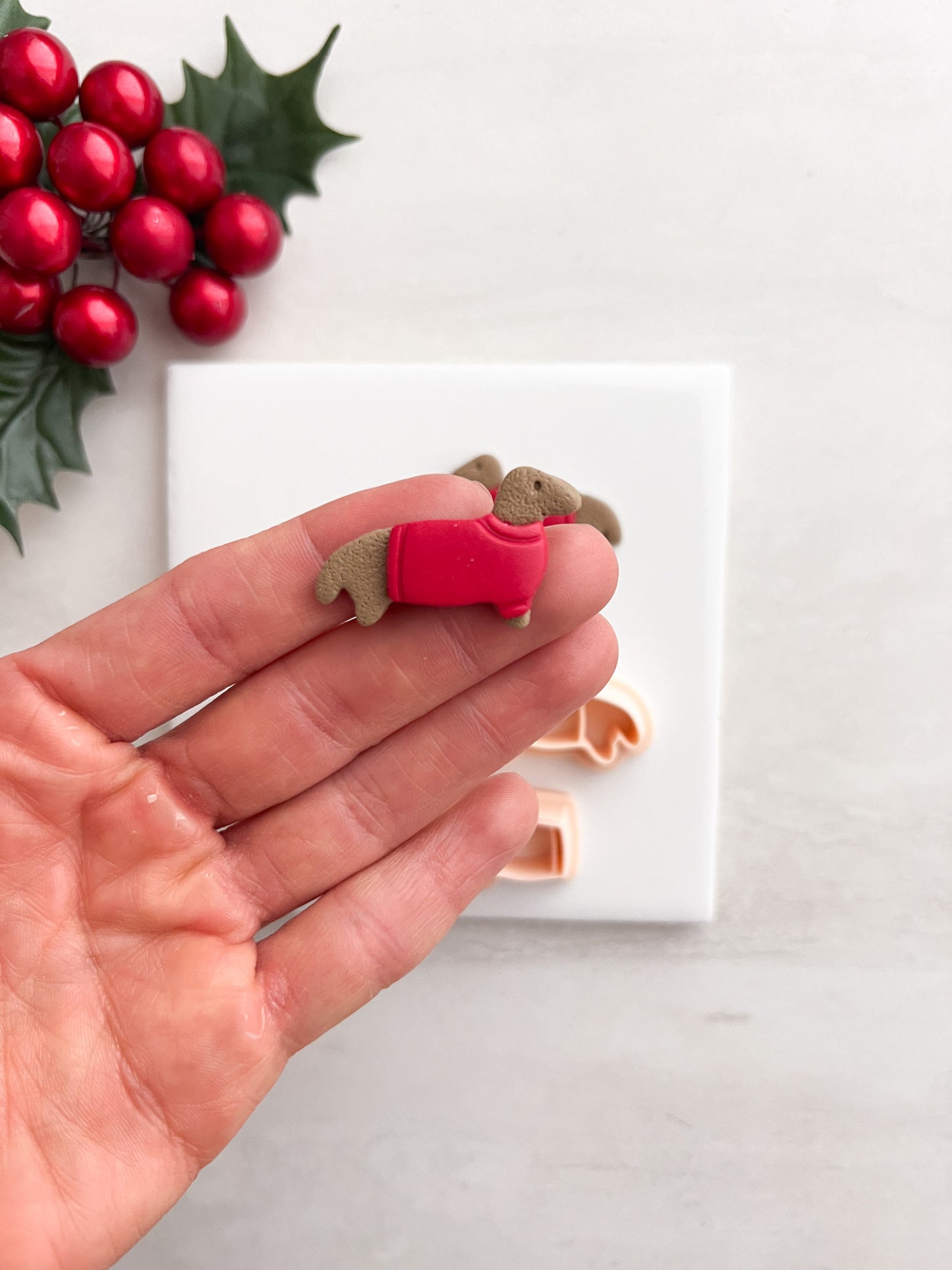 Christmas Puppy Clay Cutter | Christmas Puppy Polymer Clay Cutter for DIY Cute Earrings Holiday-Themed Jewelry and Handmade Pet Accessories