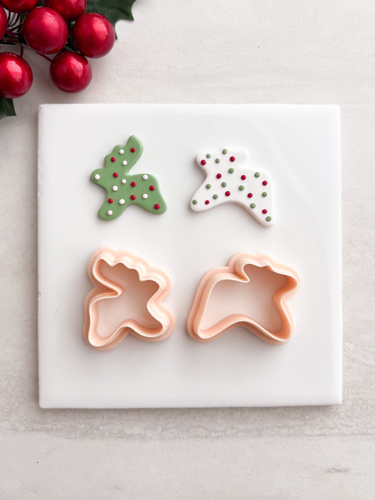 Reindeer Frosted Cookies Clay Cutter | Reindeer Frosted Cookies Polymer Clay Cutter for DIY Christmas Earrings Cute Jewelry and Handmade Holiday Accessories