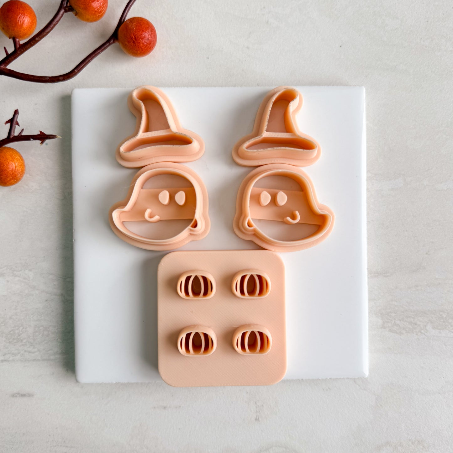2025 Cute Witch Ghost | Embossed Spooky Theme Polymer Clay Cutter Halloween Fall Cozy