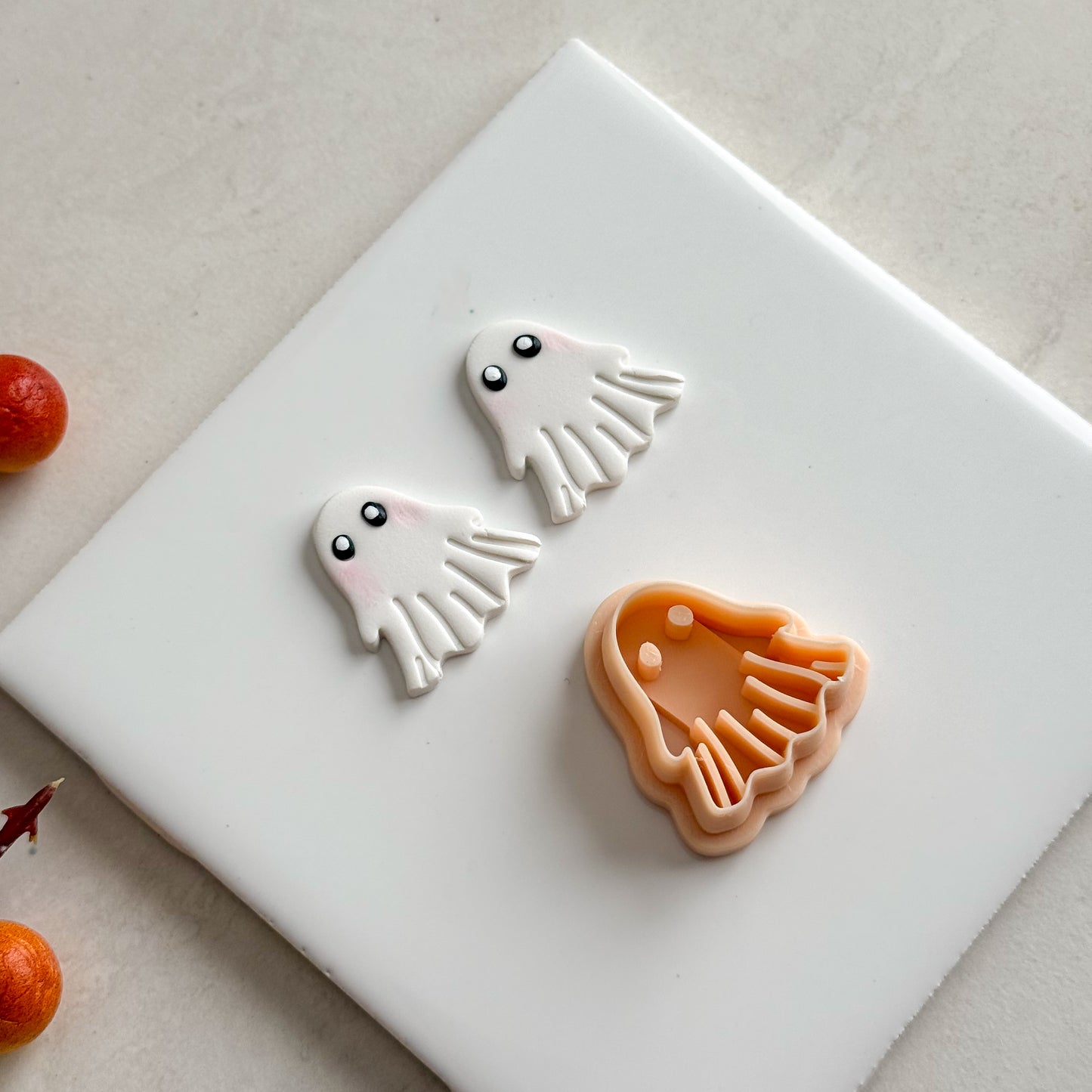 2025 Embossed Ghost No. 14 | Embossed Spooky Theme Polymer Clay Cutter Halloween Fall Cozy