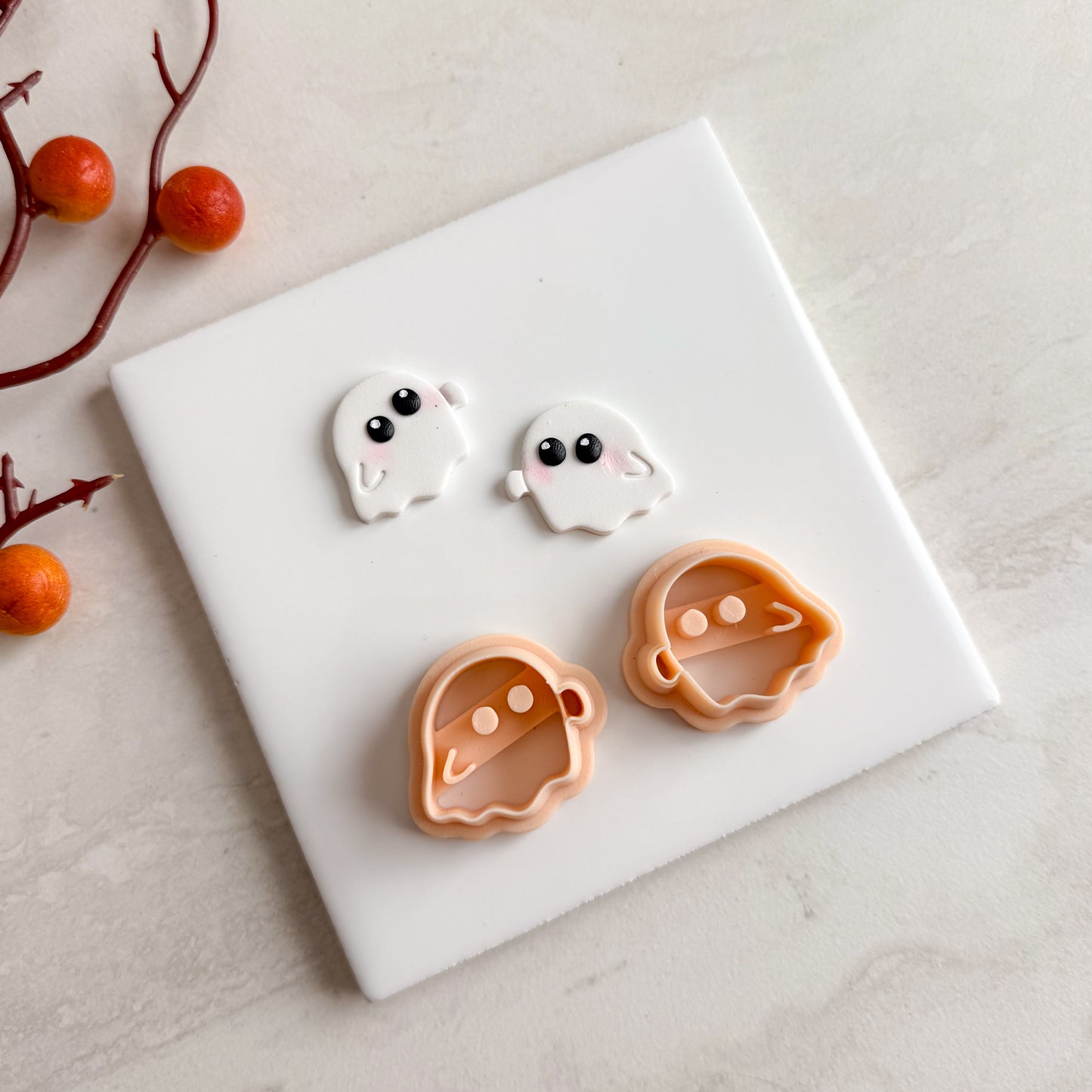 2025 Cute Floating Ghost No. 2 | Embossed Spooky Theme Polymer Clay Cutter Halloween Fall Cozy