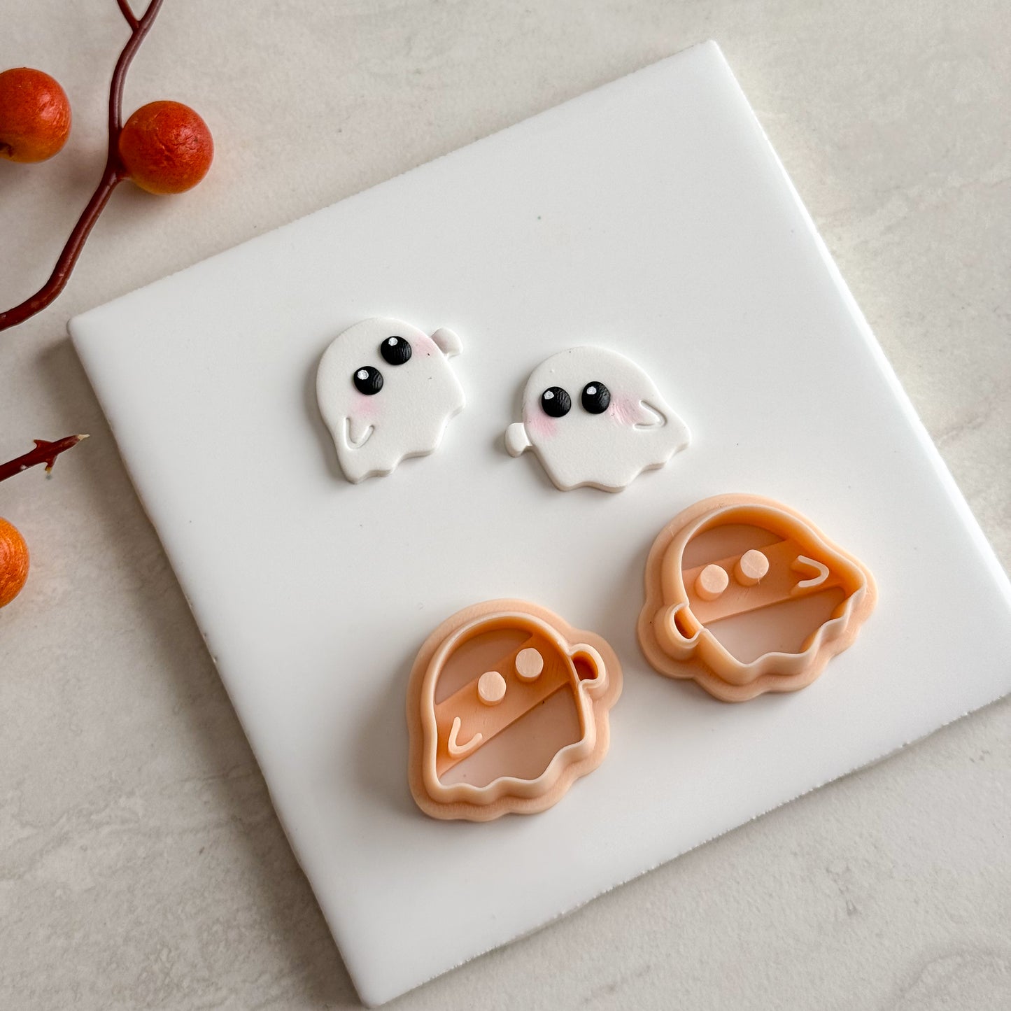 2025 Cute Floating Ghost No. 2 | Embossed Spooky Theme Polymer Clay Cutter Halloween Fall Cozy