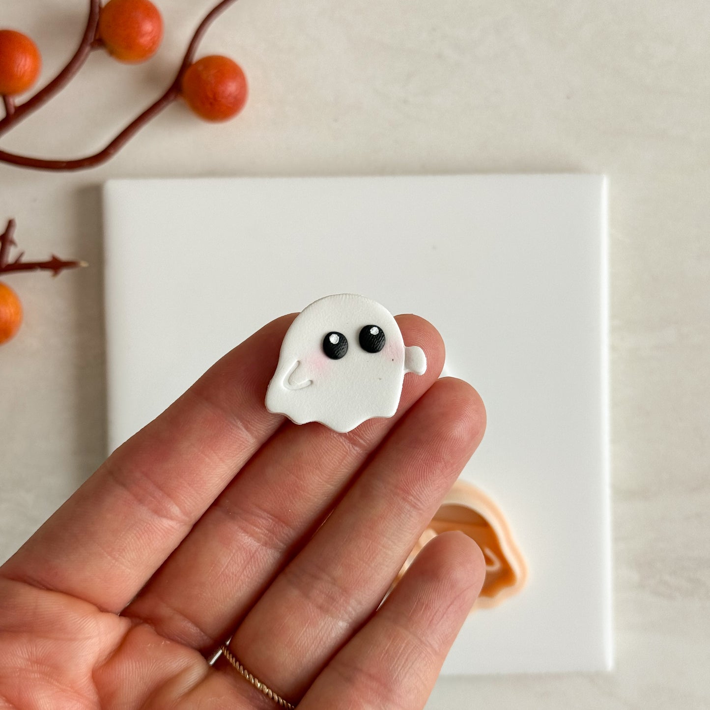 2025 Cute Floating Ghost No. 2 | Embossed Spooky Theme Polymer Clay Cutter Halloween Fall Cozy