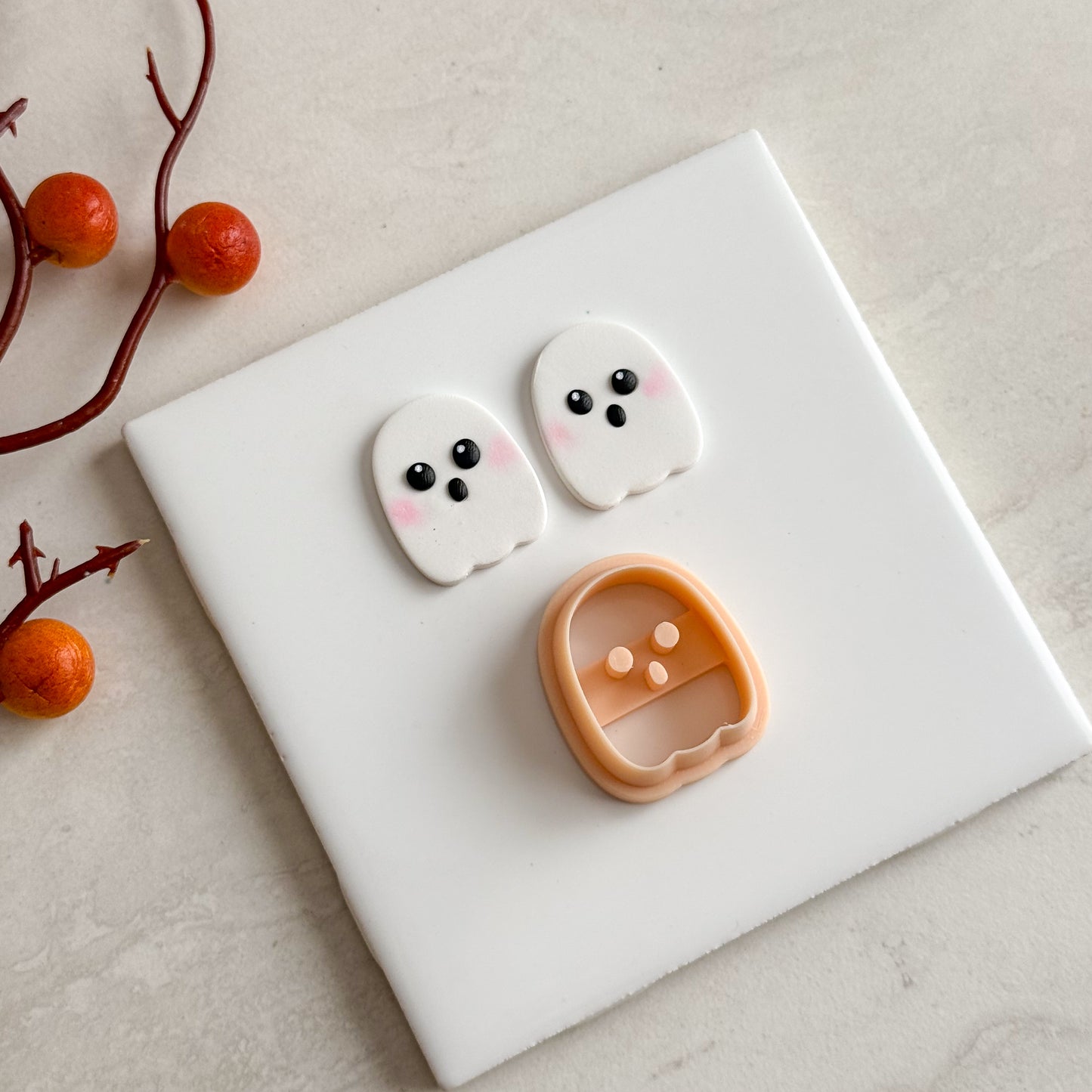 2025 Extremely Cute Rounded Ghost | Embossed Spooky Theme Polymer Clay Cutter Halloween Fall Cozy