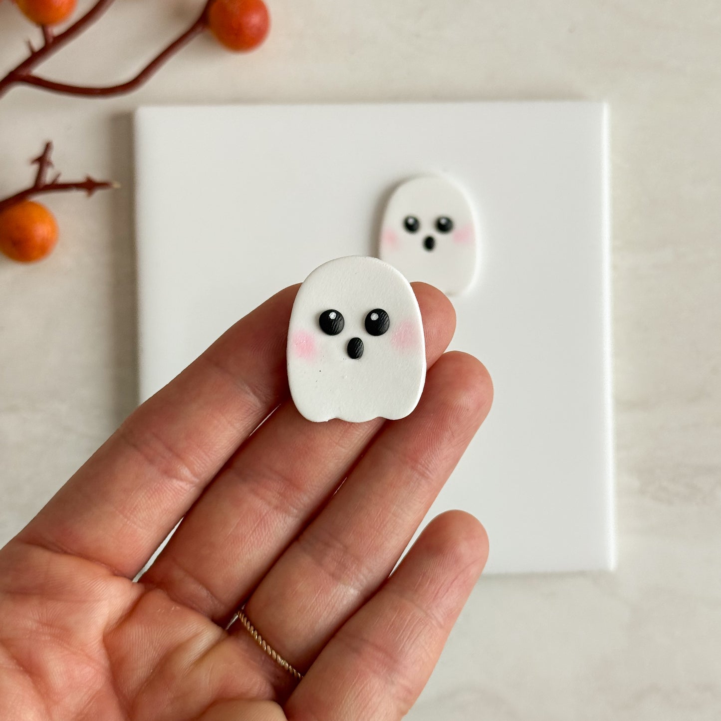 2025 Extremely Cute Rounded Ghost | Embossed Spooky Theme Polymer Clay Cutter Halloween Fall Cozy