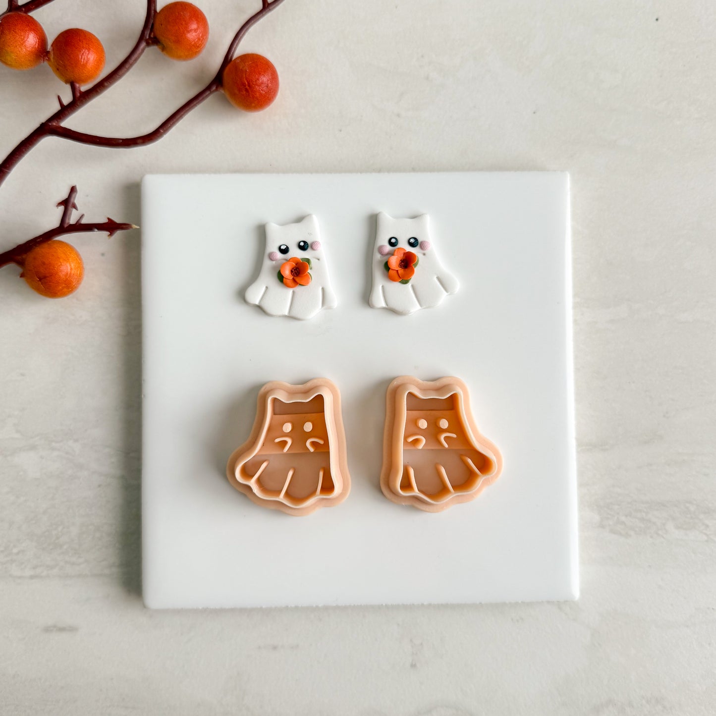 2025 Cute Cat Ghost | Cat Shape Spooky Polymer Clay Cutter Halloween Fall Animal Shapes