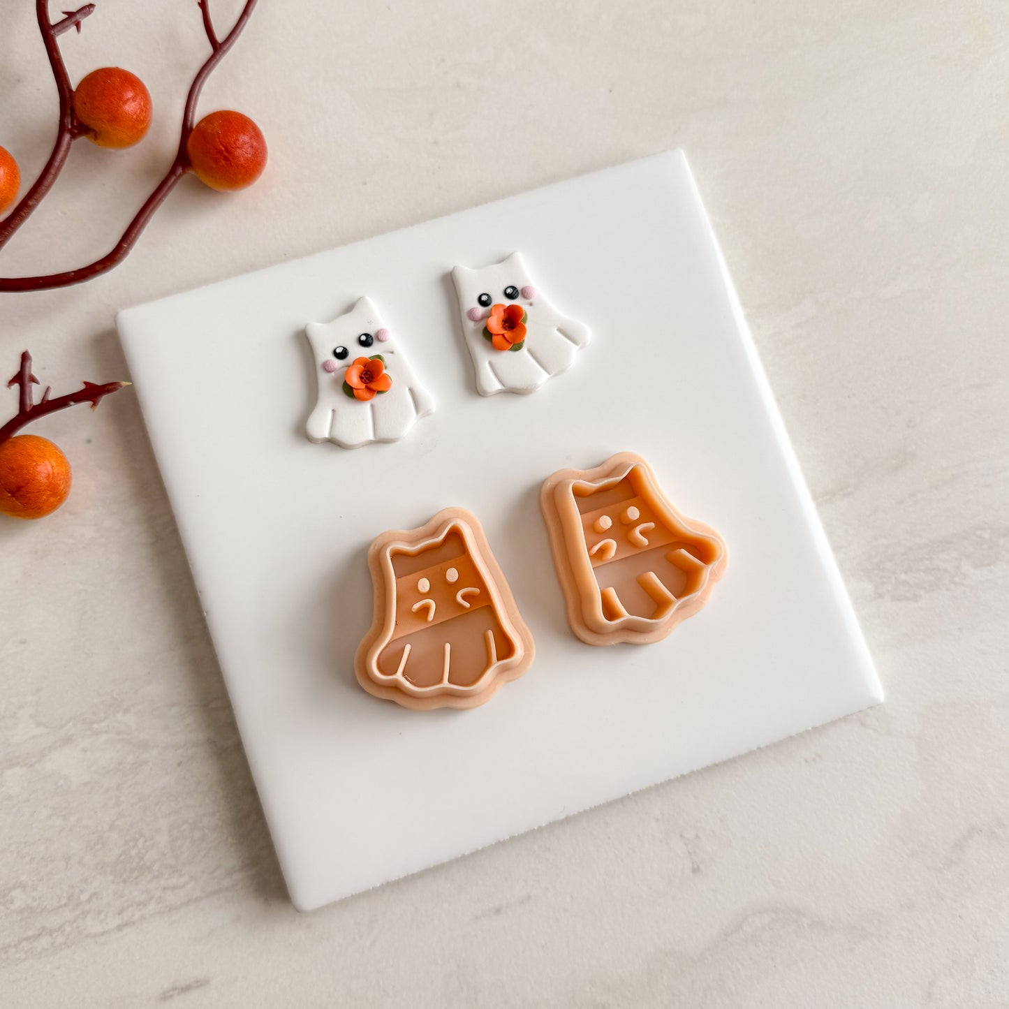 2025 Cute Cat Ghost | Cat Shape Spooky Polymer Clay Cutter Halloween Fall Animal Shapes