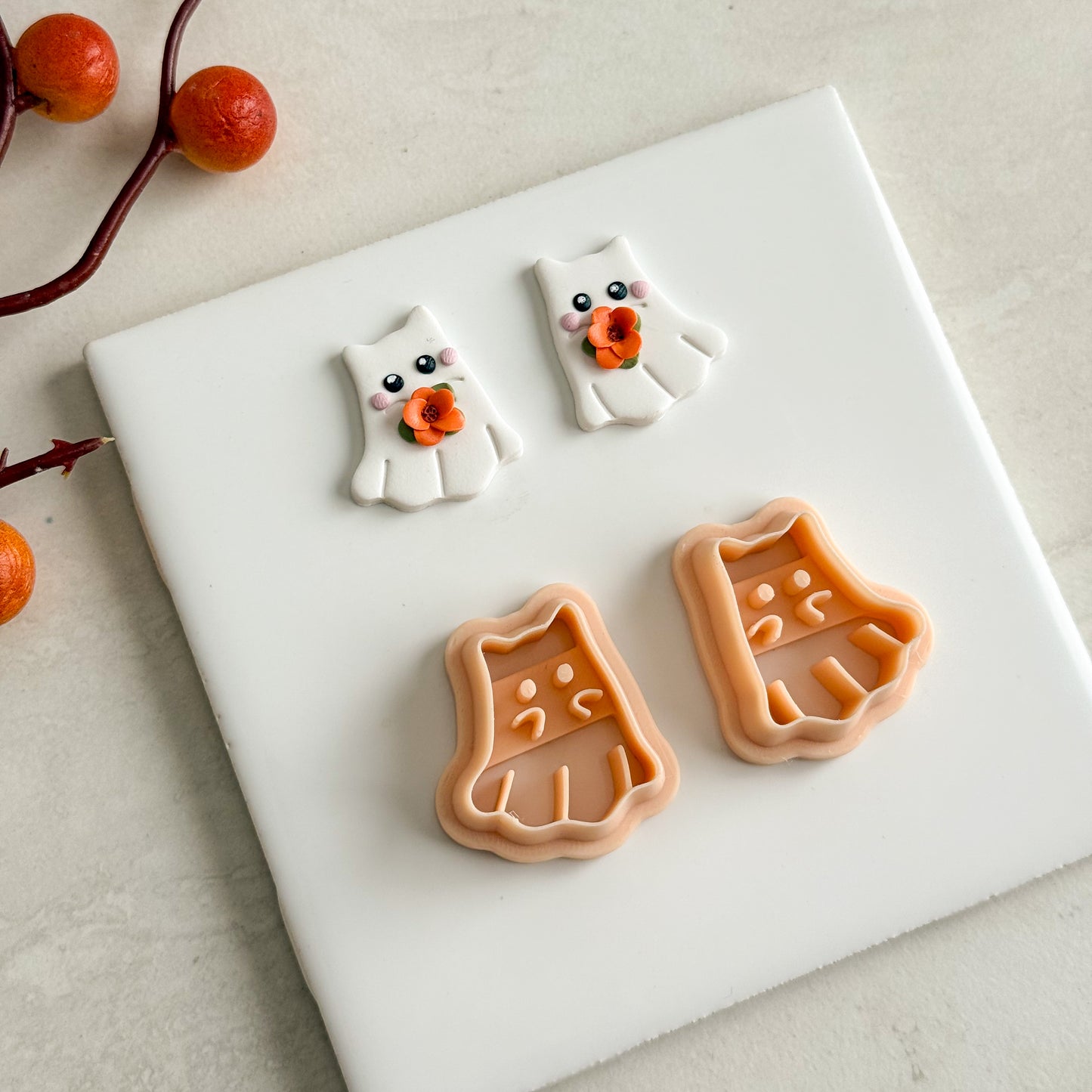 2025 Cute Cat Ghost | Cat Shape Spooky Polymer Clay Cutter Halloween Fall Animal Shapes