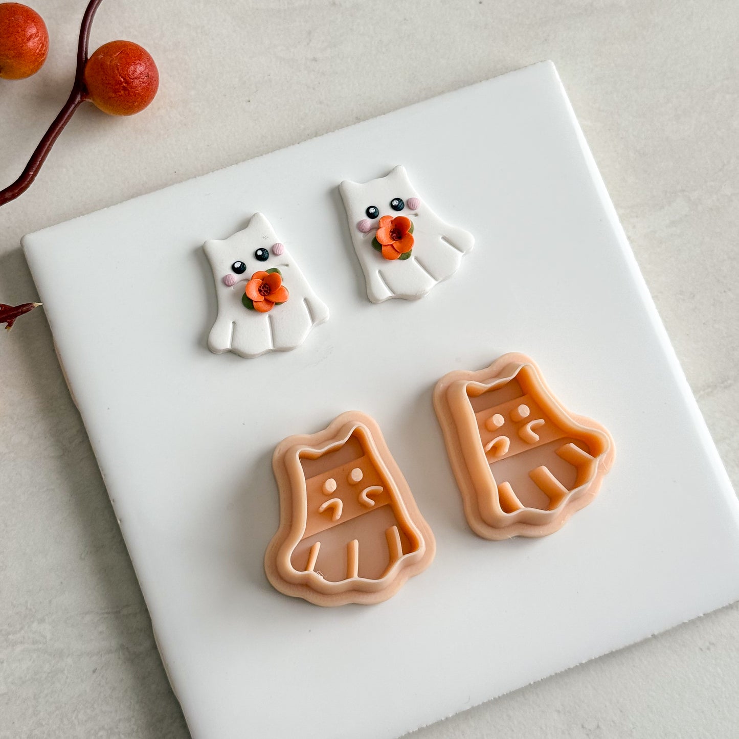 2025 Cute Cat Ghost | Cat Shape Spooky Polymer Clay Cutter Halloween Fall Animal Shapes