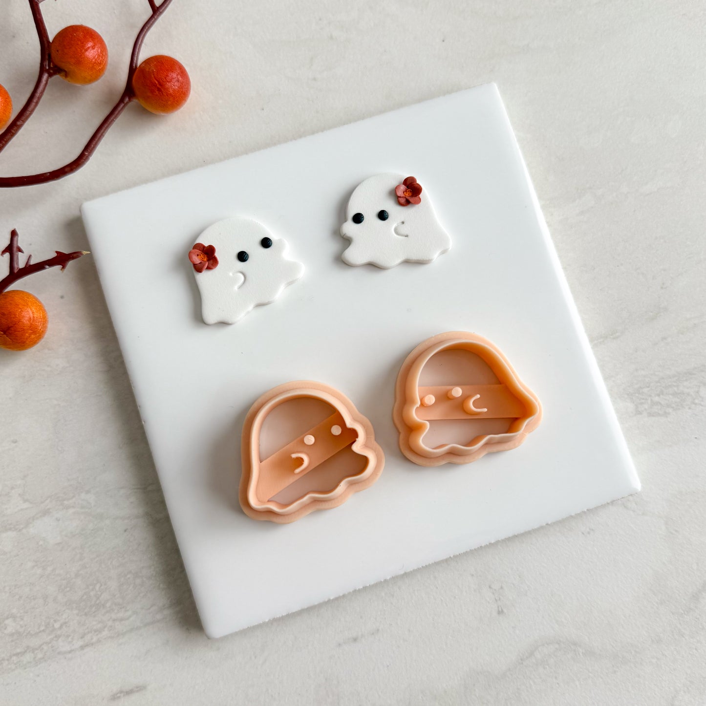 2025 Cute Ghost No. 1 | Embossed Spooky Theme Polymer Clay Cutter Halloween Fall Cozy